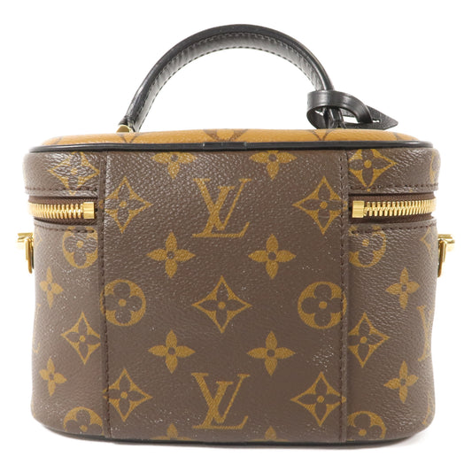 LOUIS VUITTON Monogram Reverse Vanity PM金扣手挽肩背兩用袋棕色