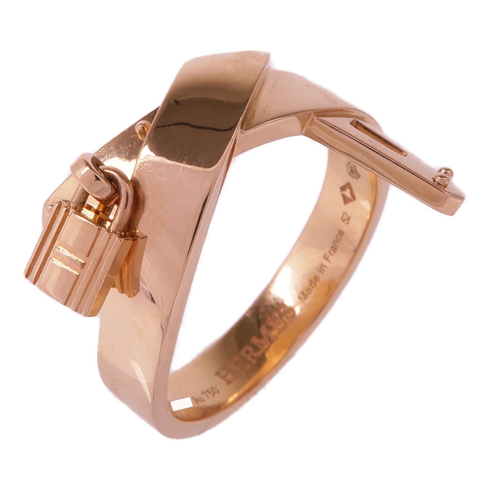 HERMES 18K玫瑰金Kelly Gavroche Ring戒指Hermes#52/US#6