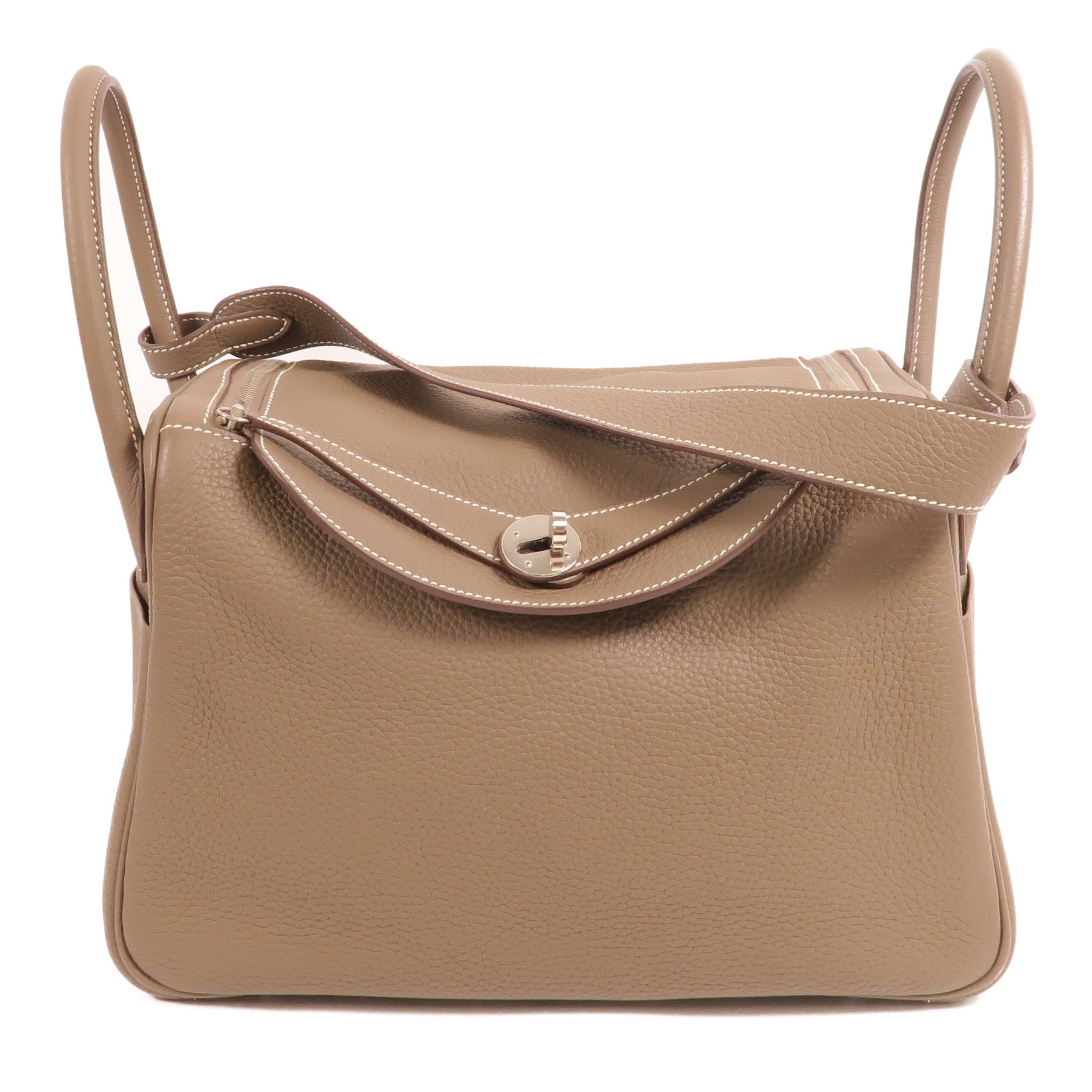 HERMES Clemence皮革Lindy 30手挽肩背兩用袋Etoupe