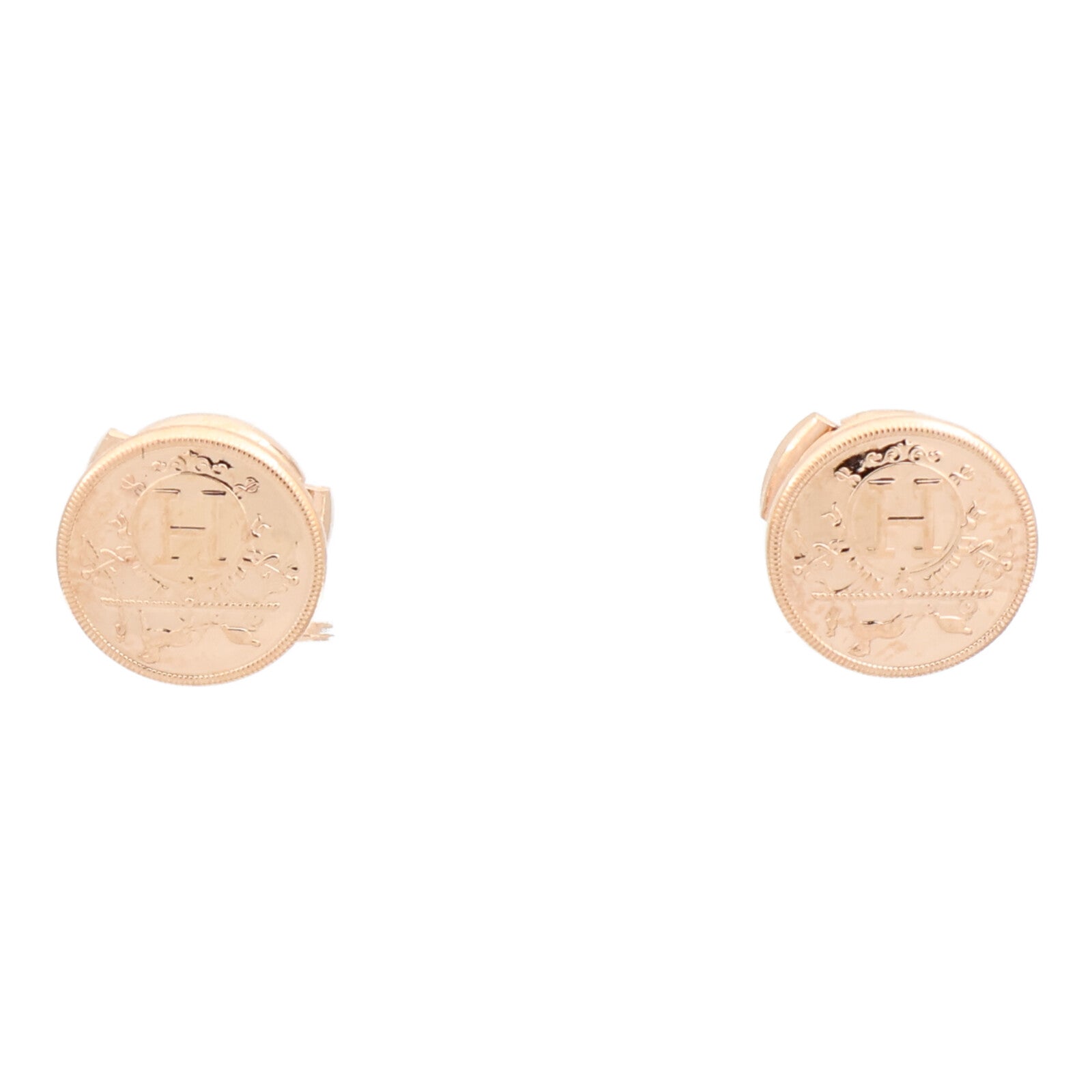 HERMES 18K玫瑰金Ex-Libris Earrings耳環