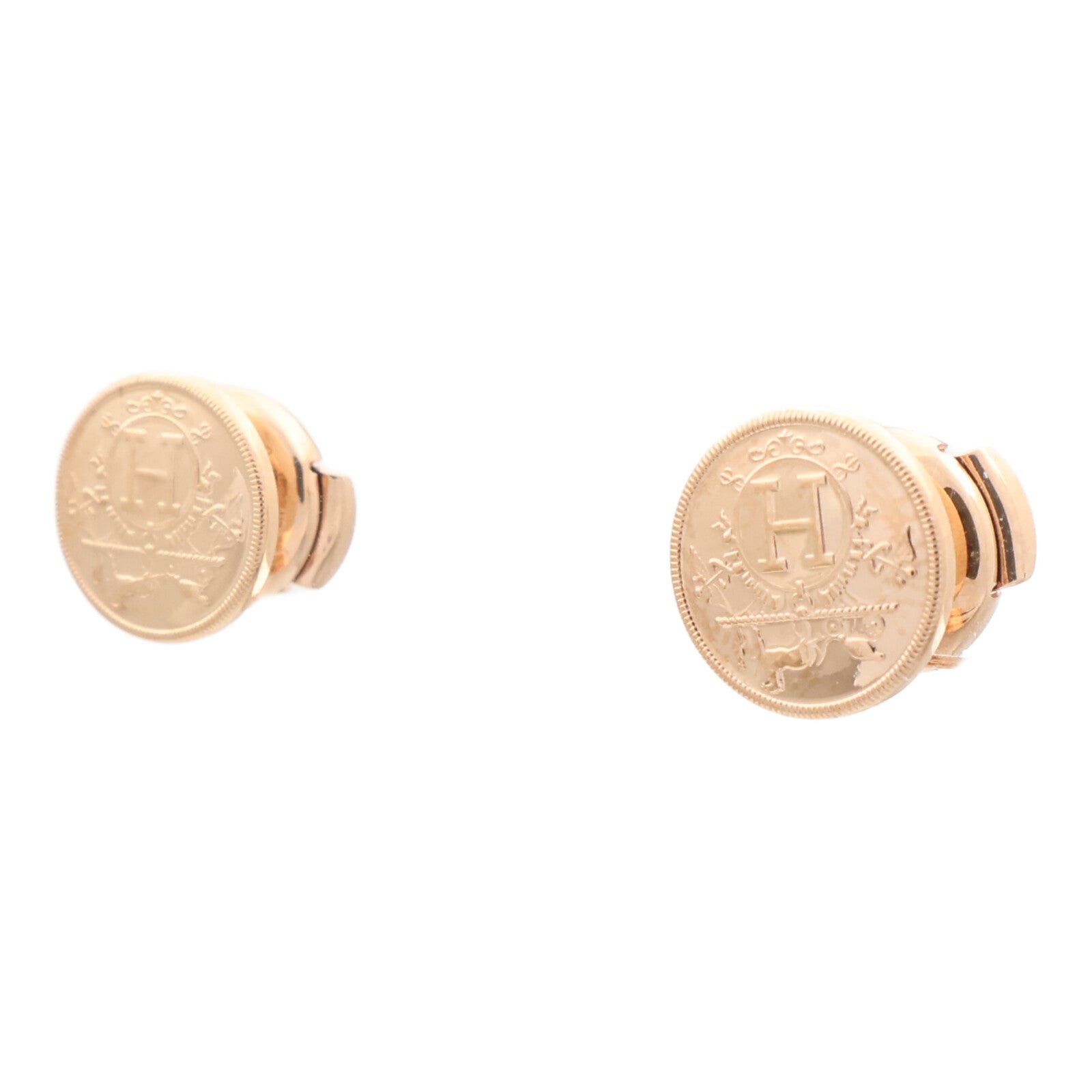 HERMES 18K玫瑰金Ex-Libris Earrings耳環