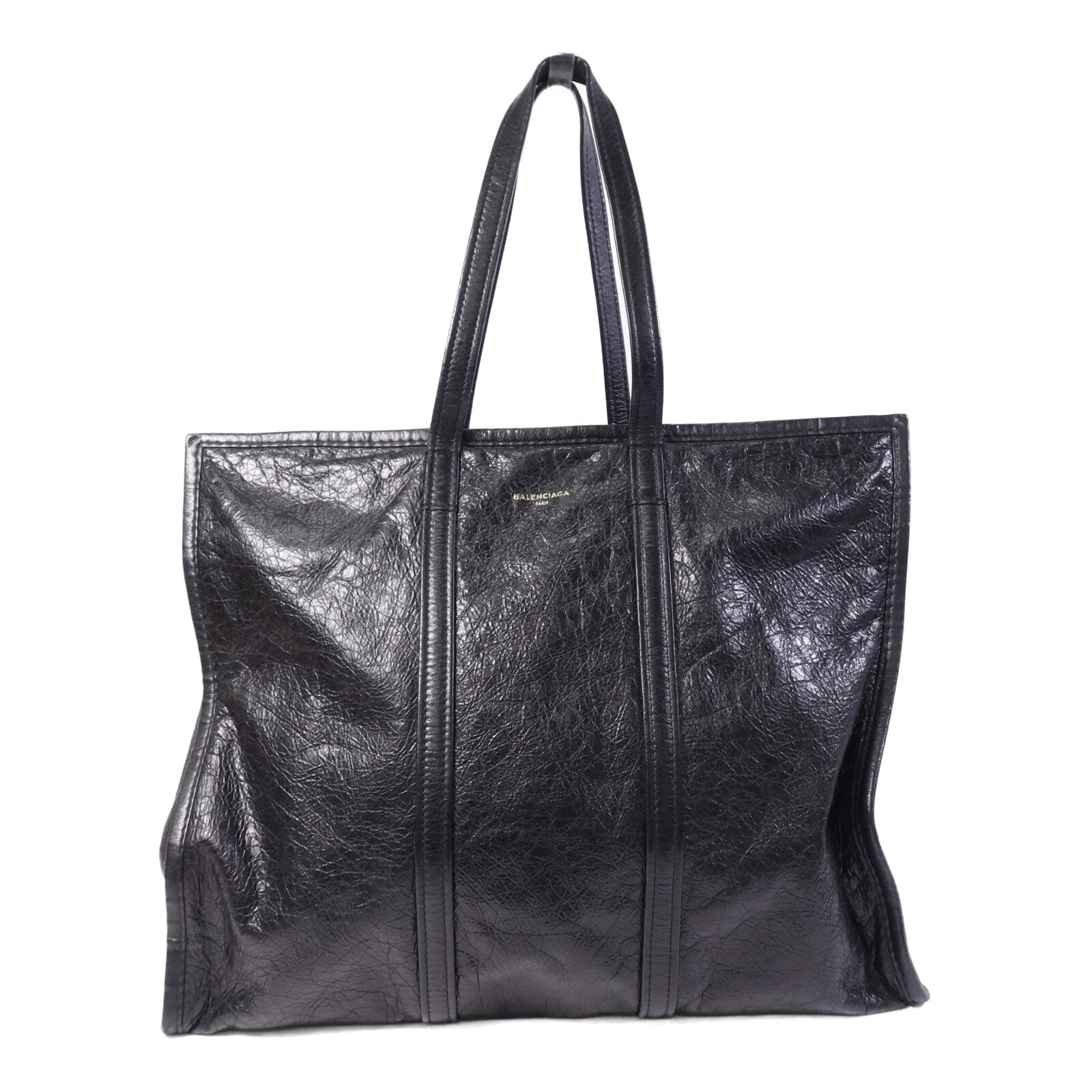 BALENCIAGA 羊皮皮革Bazar Shopper銀扣肩背袋