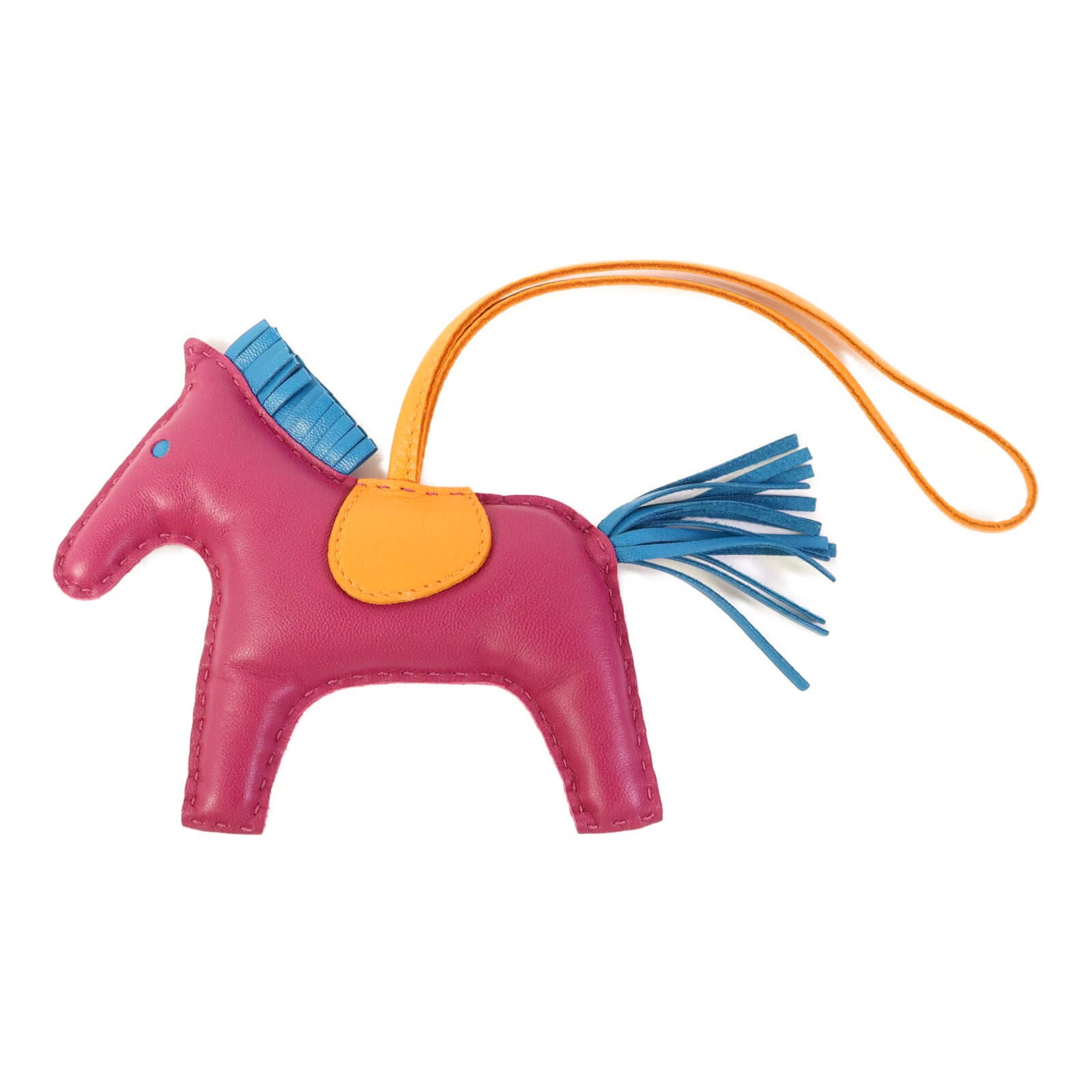 HERMES Milo皮革Rodeo MM掛飾Orange/Purple