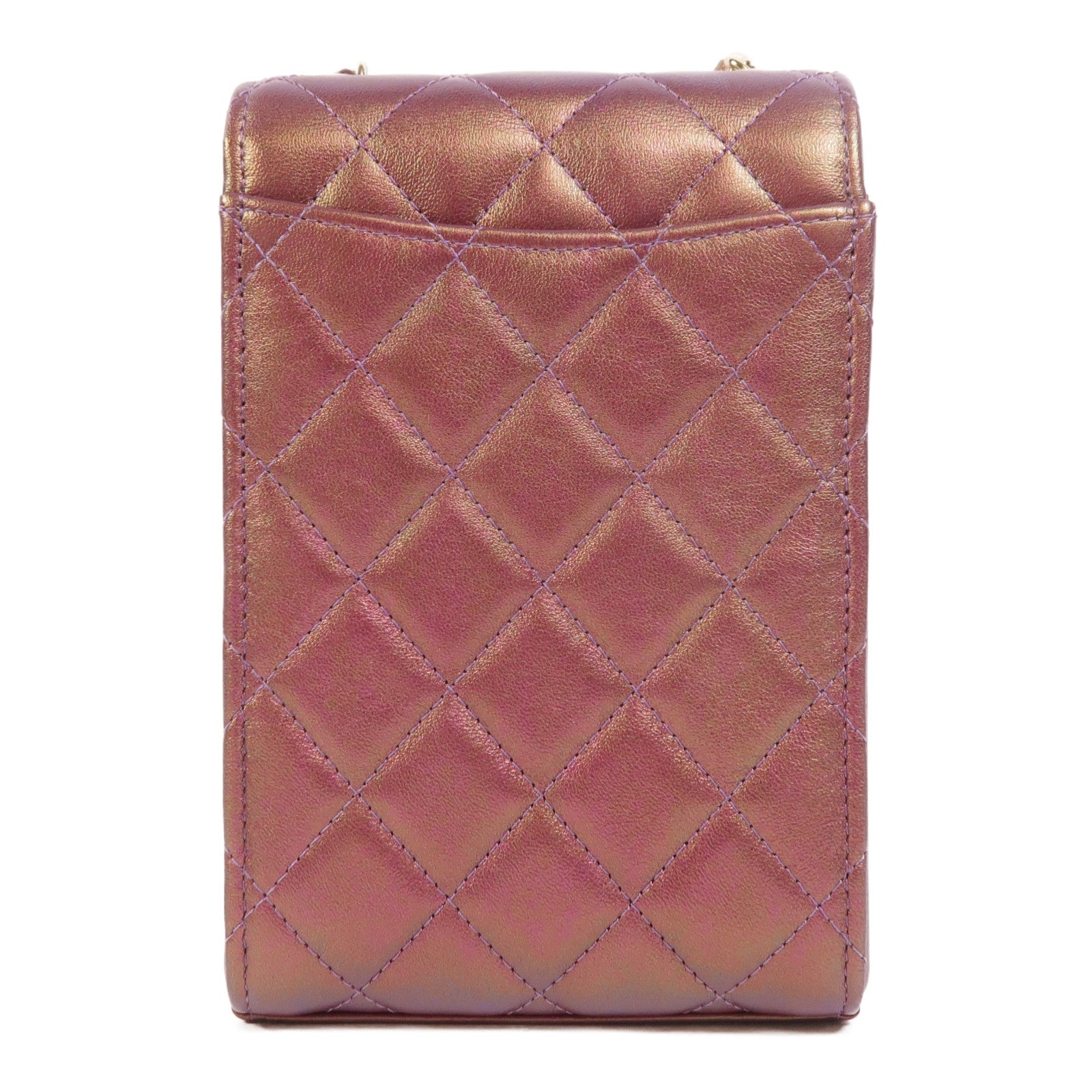 CHANEL 羊皮皮革Phone Bag金扣鏈帶肩背袋