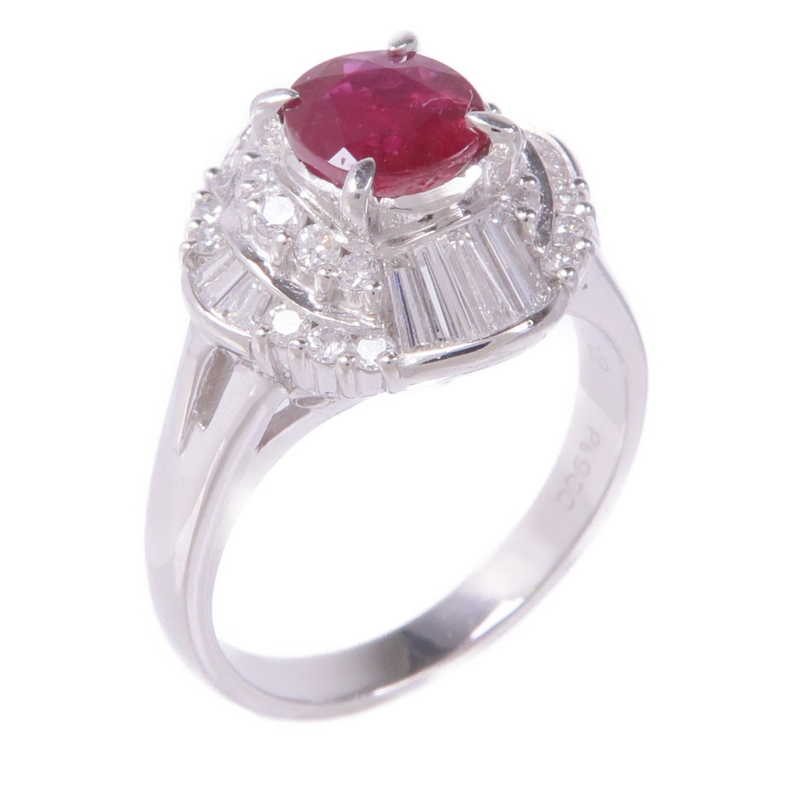 JEWELRY PT900鉑金Ruby Diamond Ring紅寶石/鑽石戒指US#6