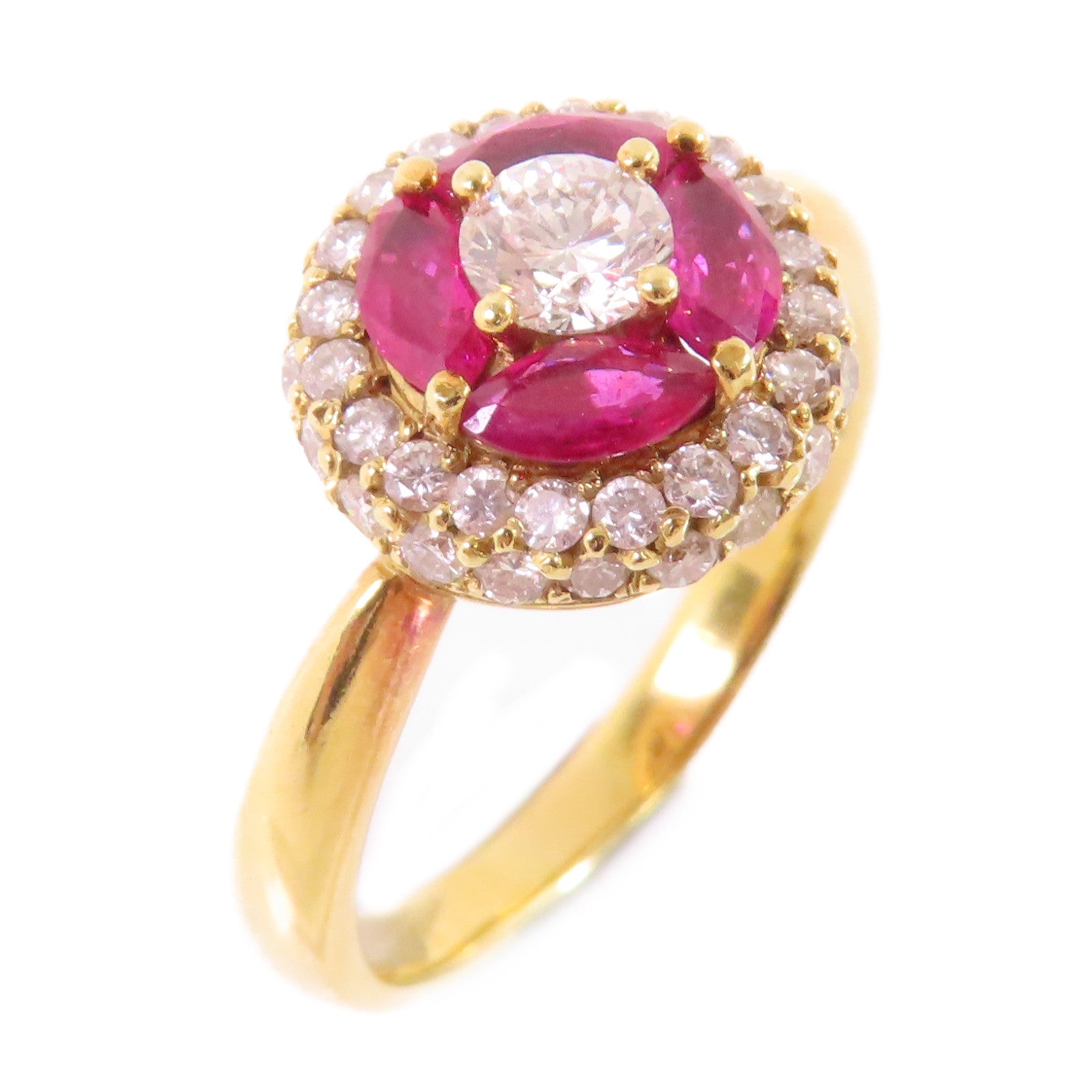 JEWELRY 0.81ct Ruby 0.88ct Diamond Ring US#8.75 18K Yellow Gold