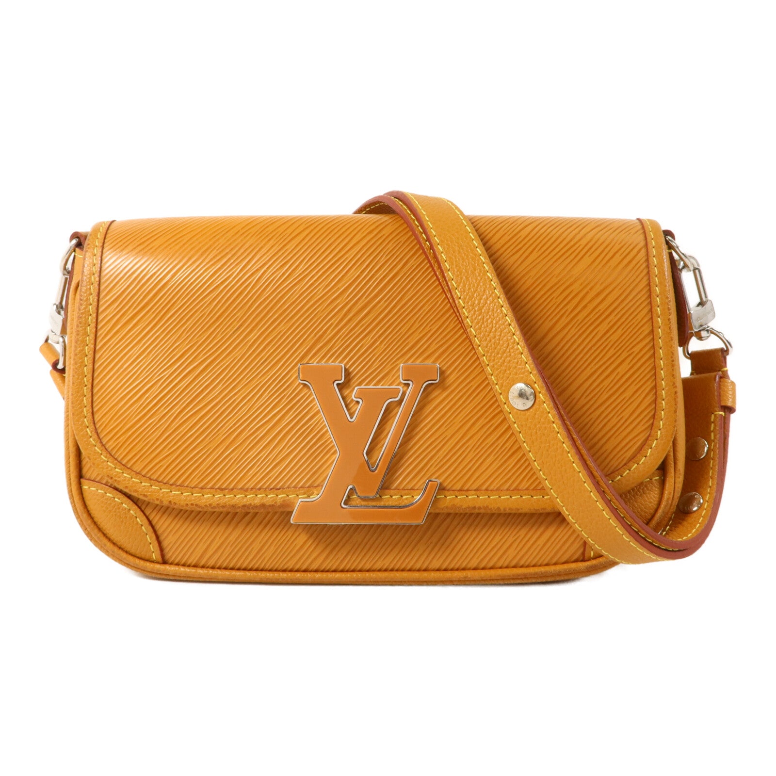 LOUIS VUITTON Epi Buci銀扣肩背袋棕色