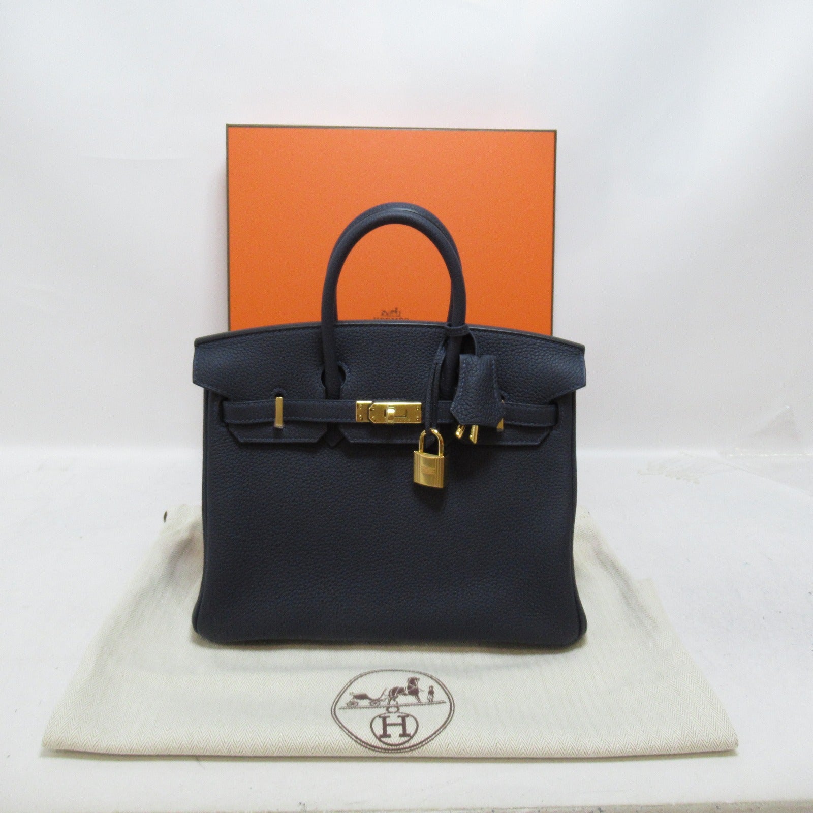 HERMES Togo皮革Birkin 25金扣手挽袋Blue nuit