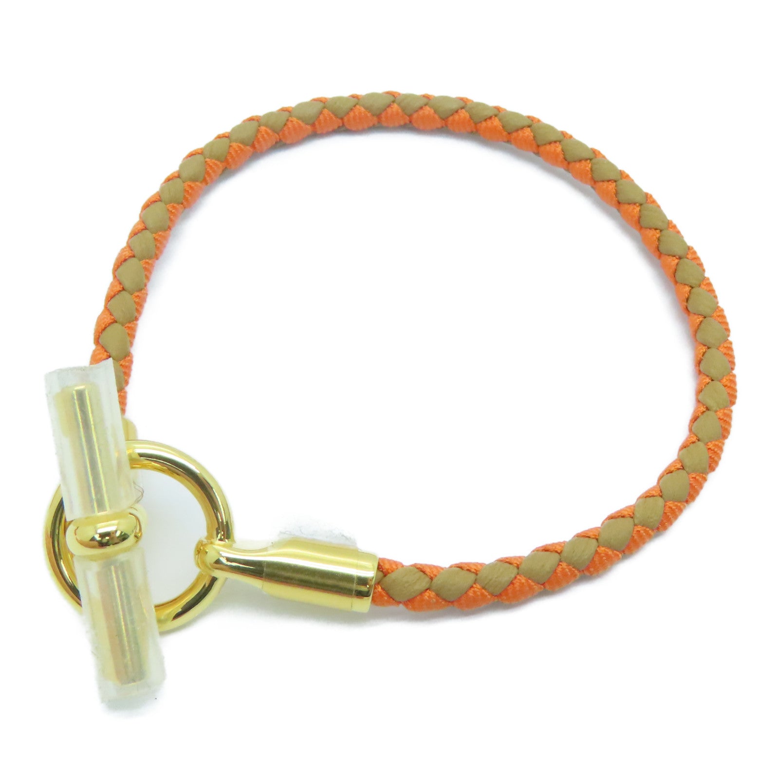 HERMES Swift Leather Glenan Bracelet Gold Buckle Hand Strap Orange