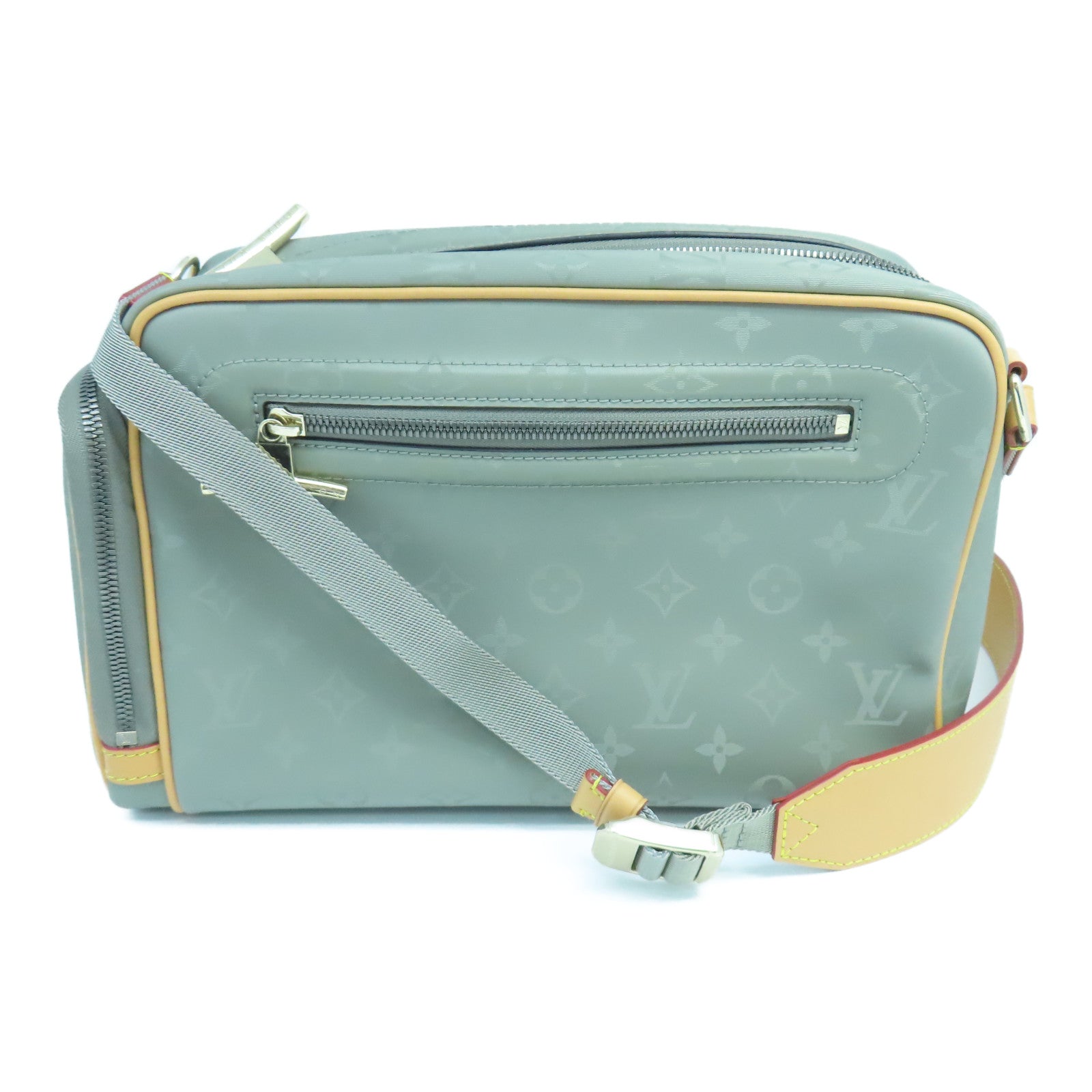 LOUIS VUITTON Mono Titanium Camera Bag Gold Buckle Shoulder Bag Gray