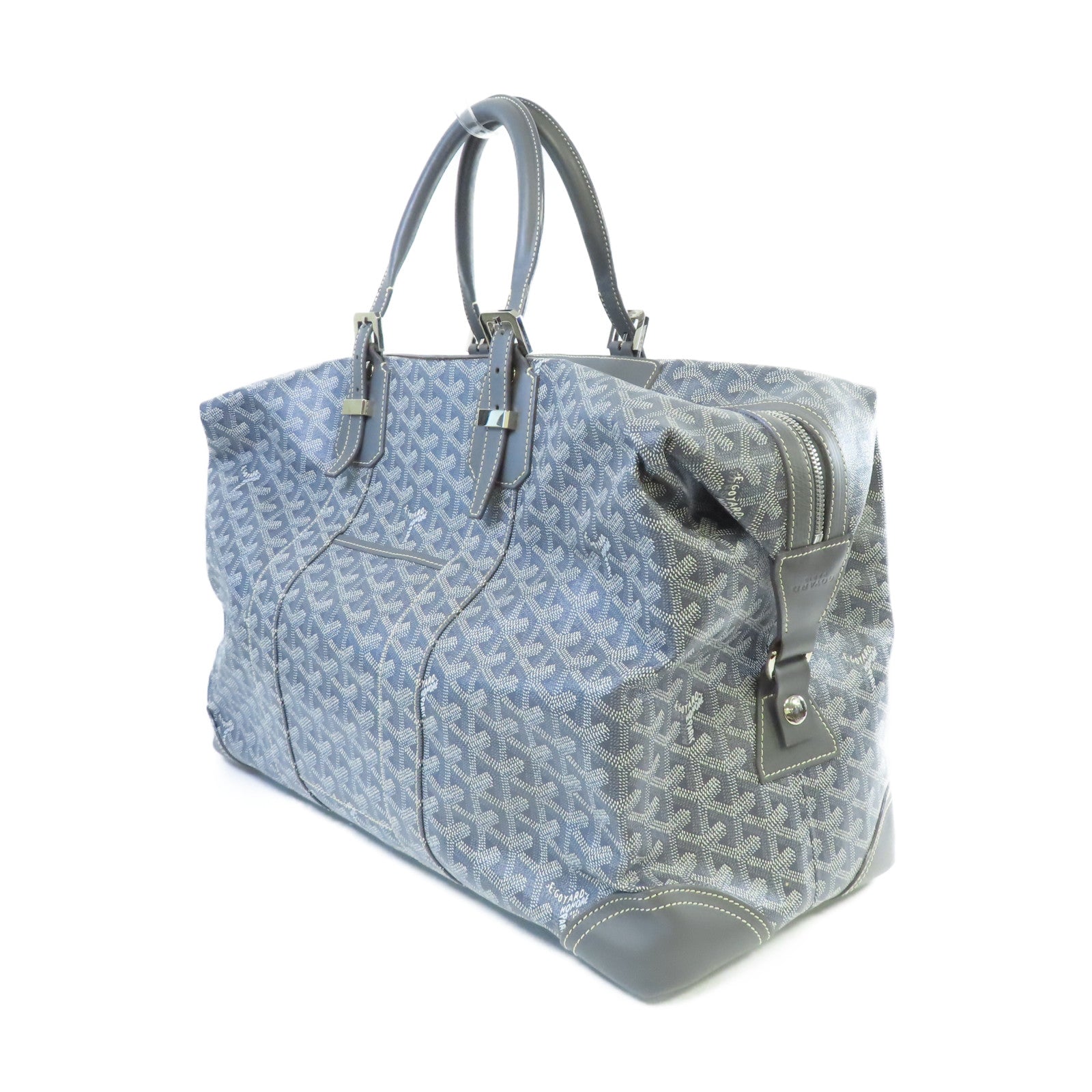 GOYARD 塗層帆布Bowling 45 Boston Bag銀扣波士頓包灰色/黃色