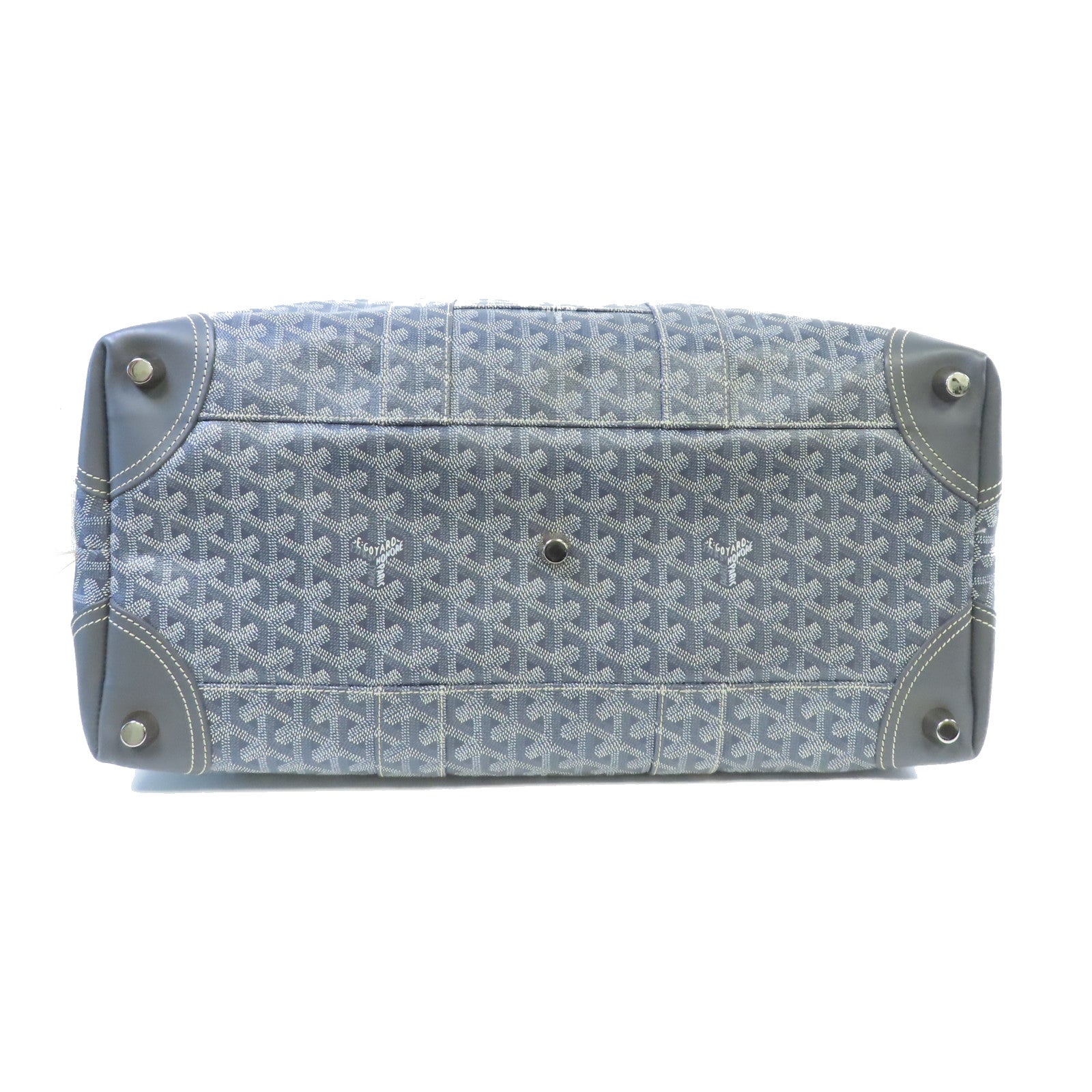 GOYARD 塗層帆布Bowling 45 Boston Bag銀扣波士頓包灰色/黃色