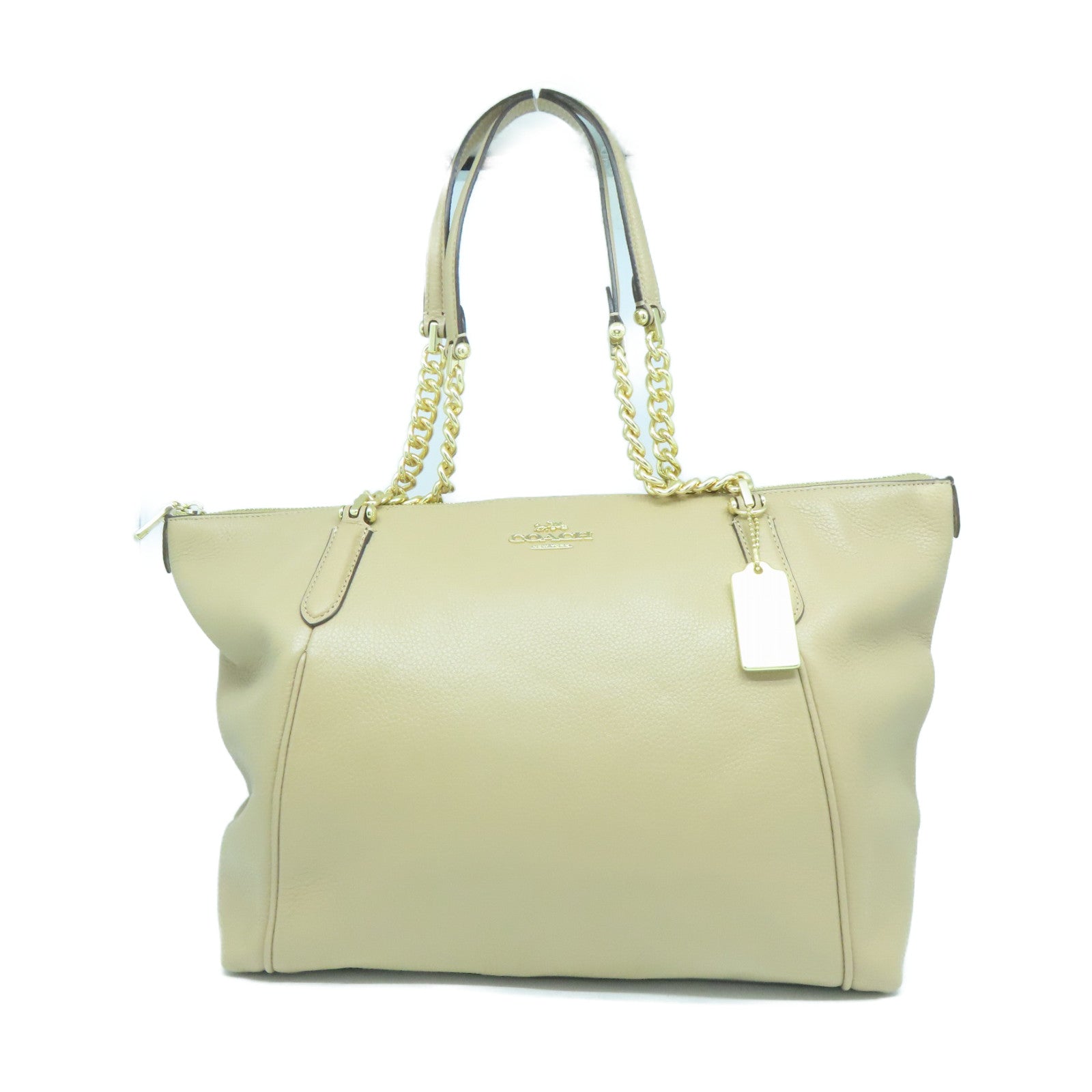 COACH 牛皮皮革Shoulder Bag金扣鏈帶肩背袋杏色– Brand Off Hong Kong 