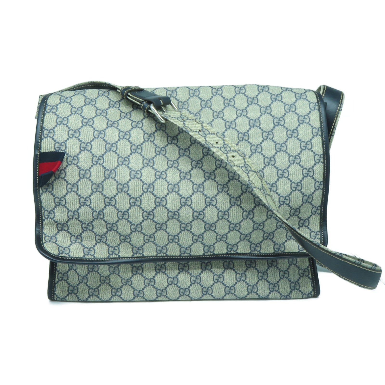 GUCCI coated canvas Shoulder Bag silver buckle shoulder bag brown