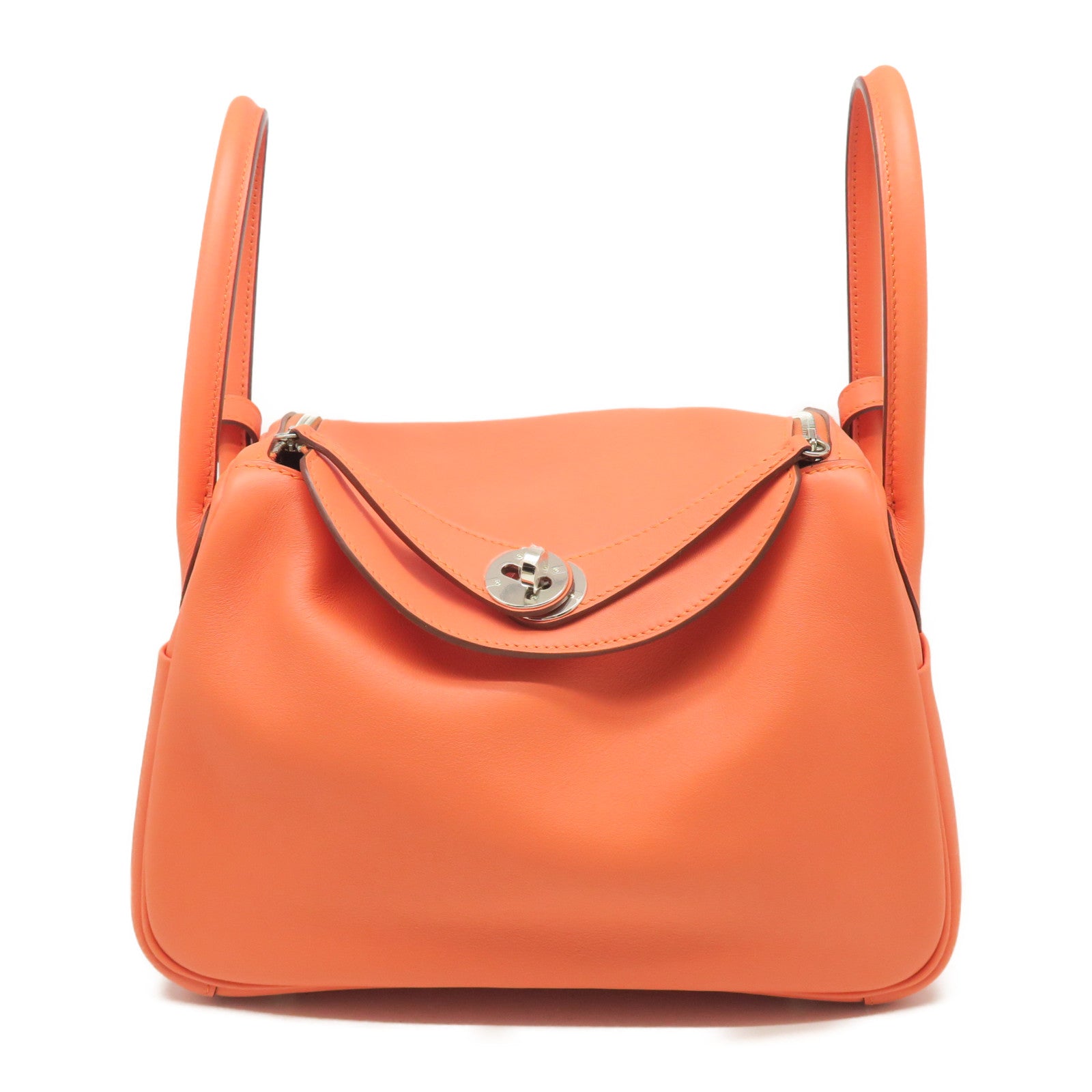 HERMES Veau Swift Leather Lindy 26 Silver Buckle Handle Shoulder