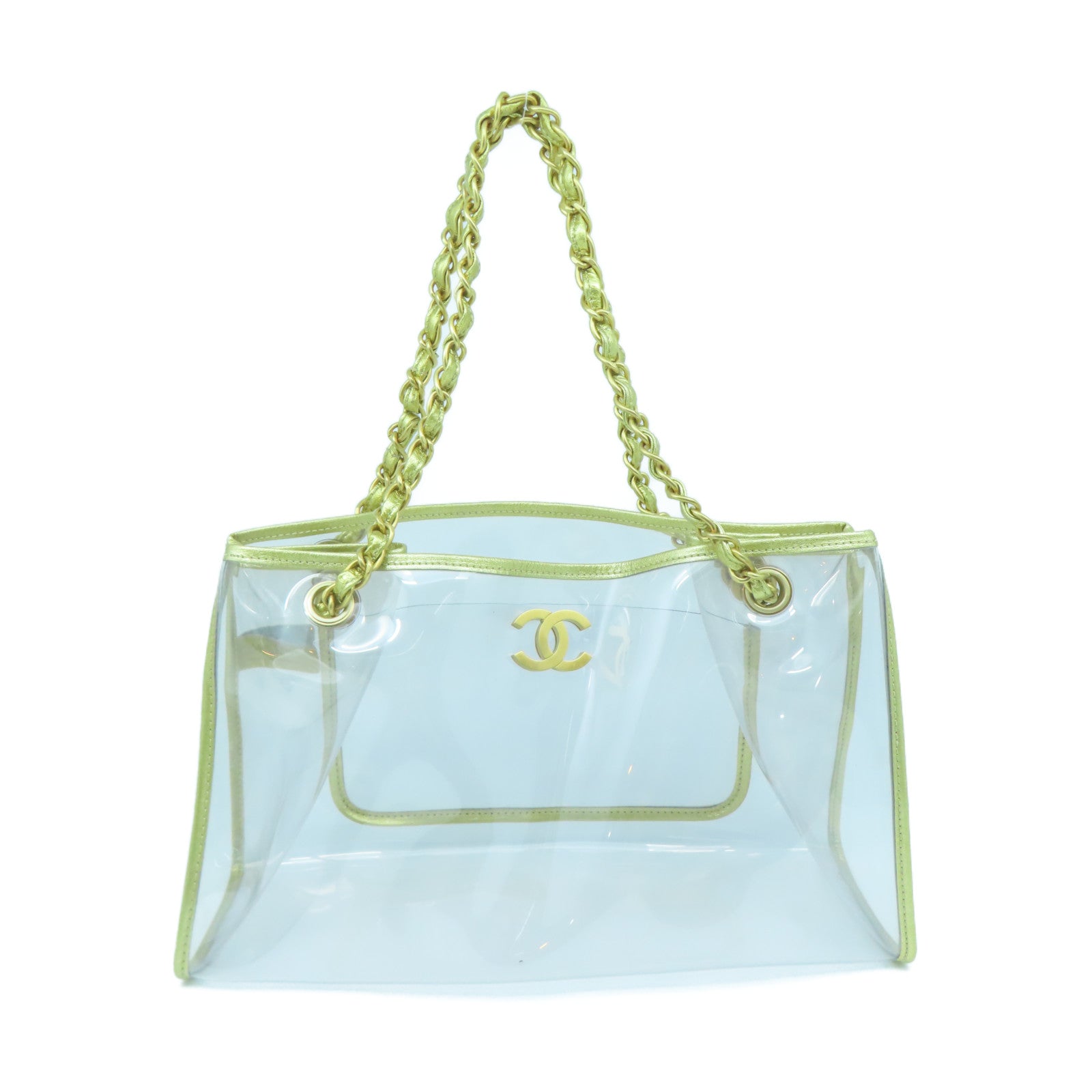 CHANEL PVC Chain Shoulder Gold Shoulder Bag Clear/Gold