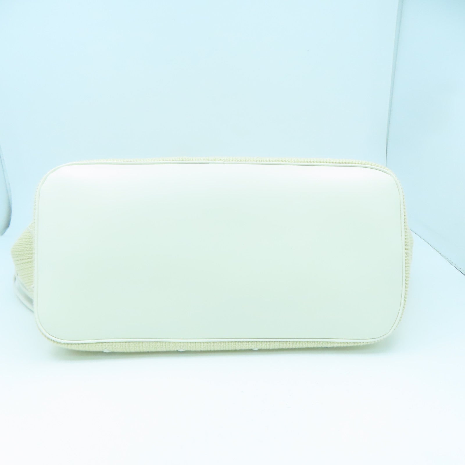 LOUIS VUITTON 牛皮皮革/蓮花棉/Monogram Neverfull MM金扣手挽袋白色