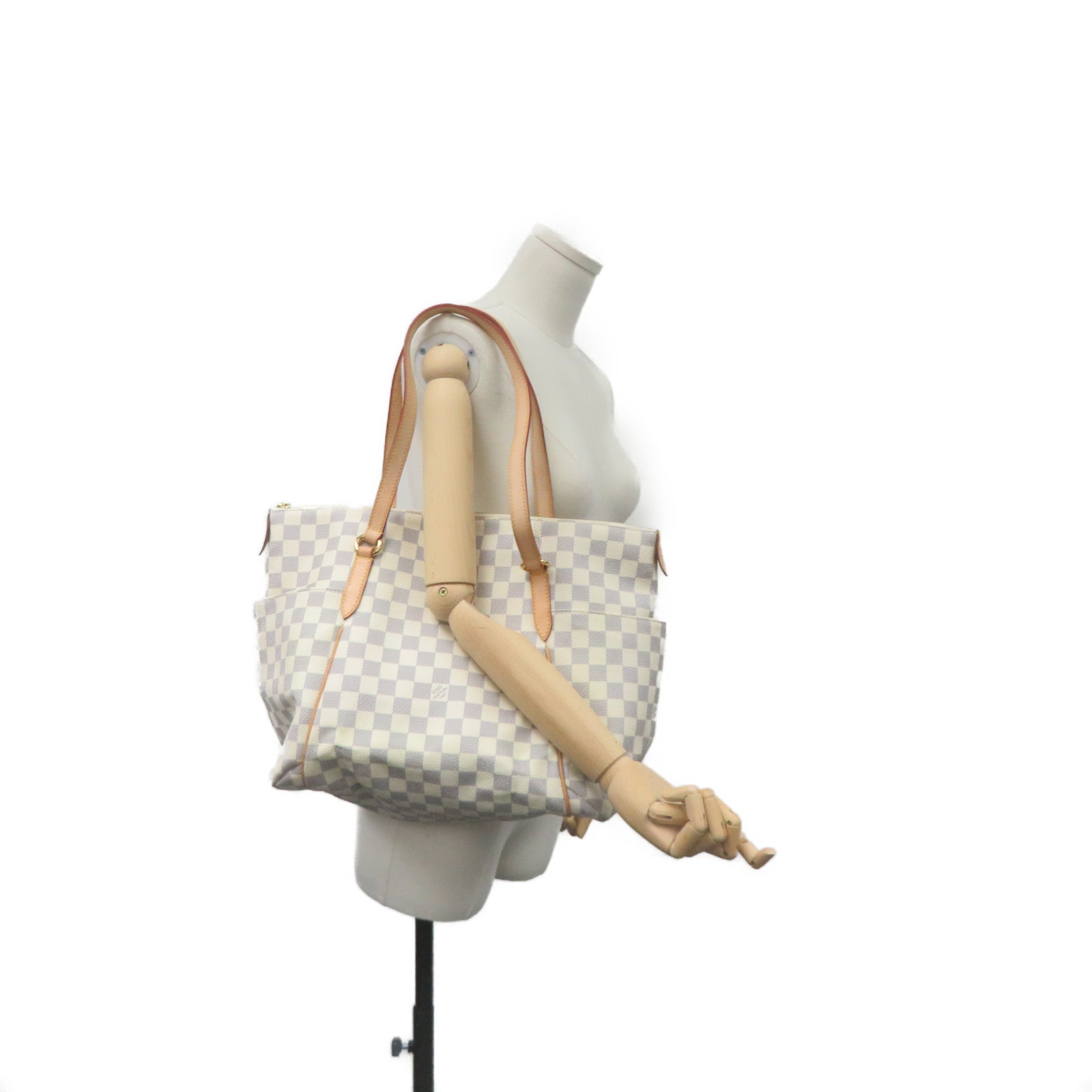 LOUIS VUITTON Damier Azur Totally MM Shoulder Bag off-white
