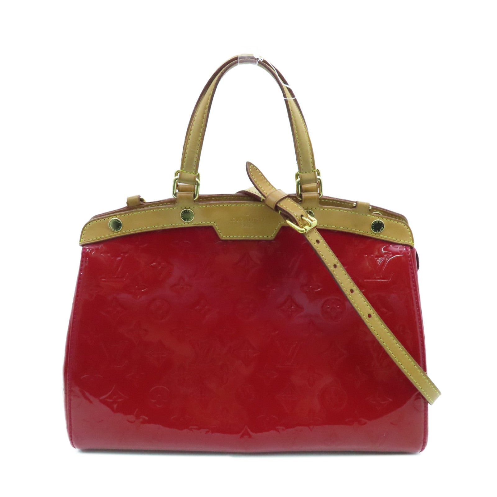 LOUIS VUITTON Vernis Brea MM gold buckle shoulder shoulder bag red