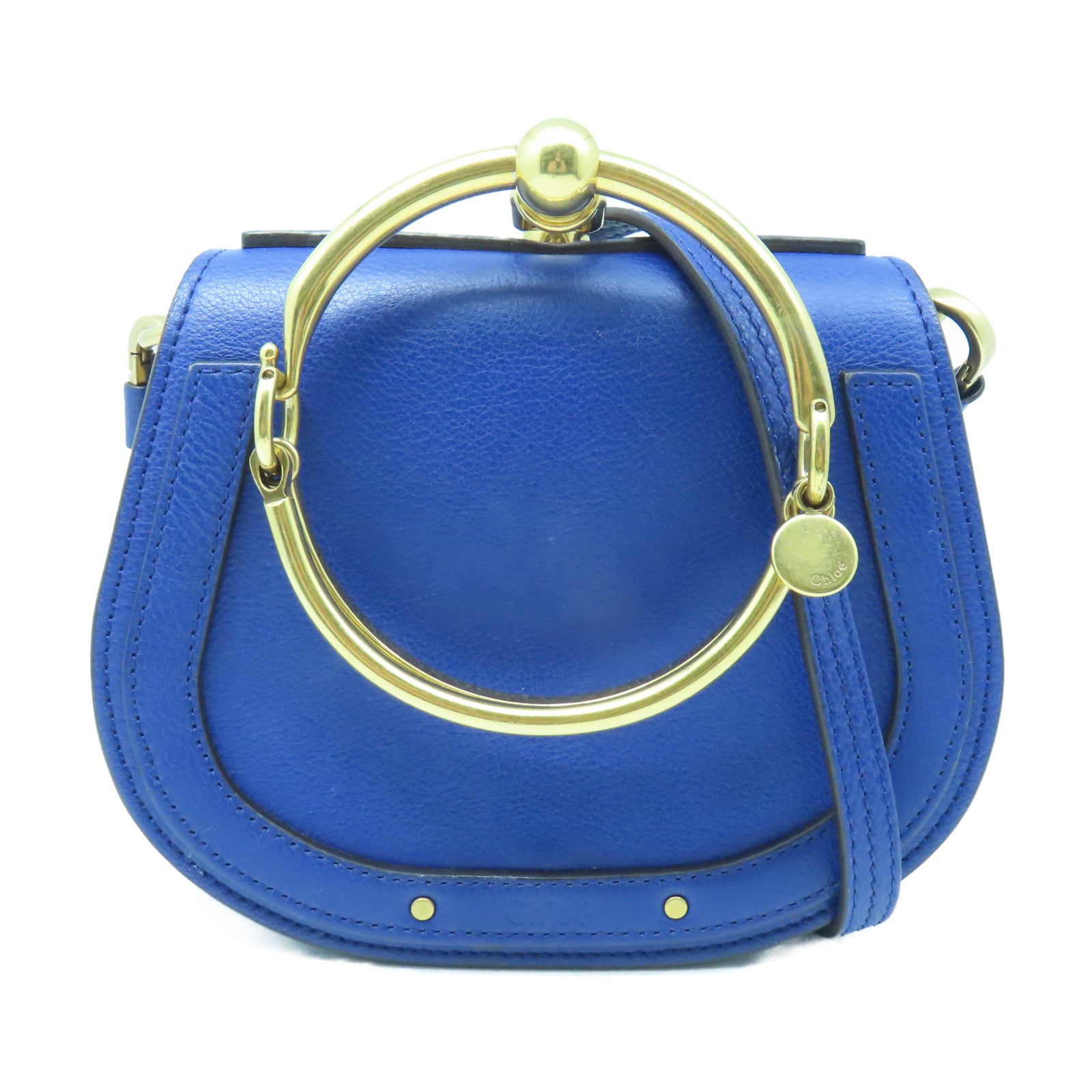 Chloe Leather Bracelet Nile Gold Buckle Shoulder Bag Blue