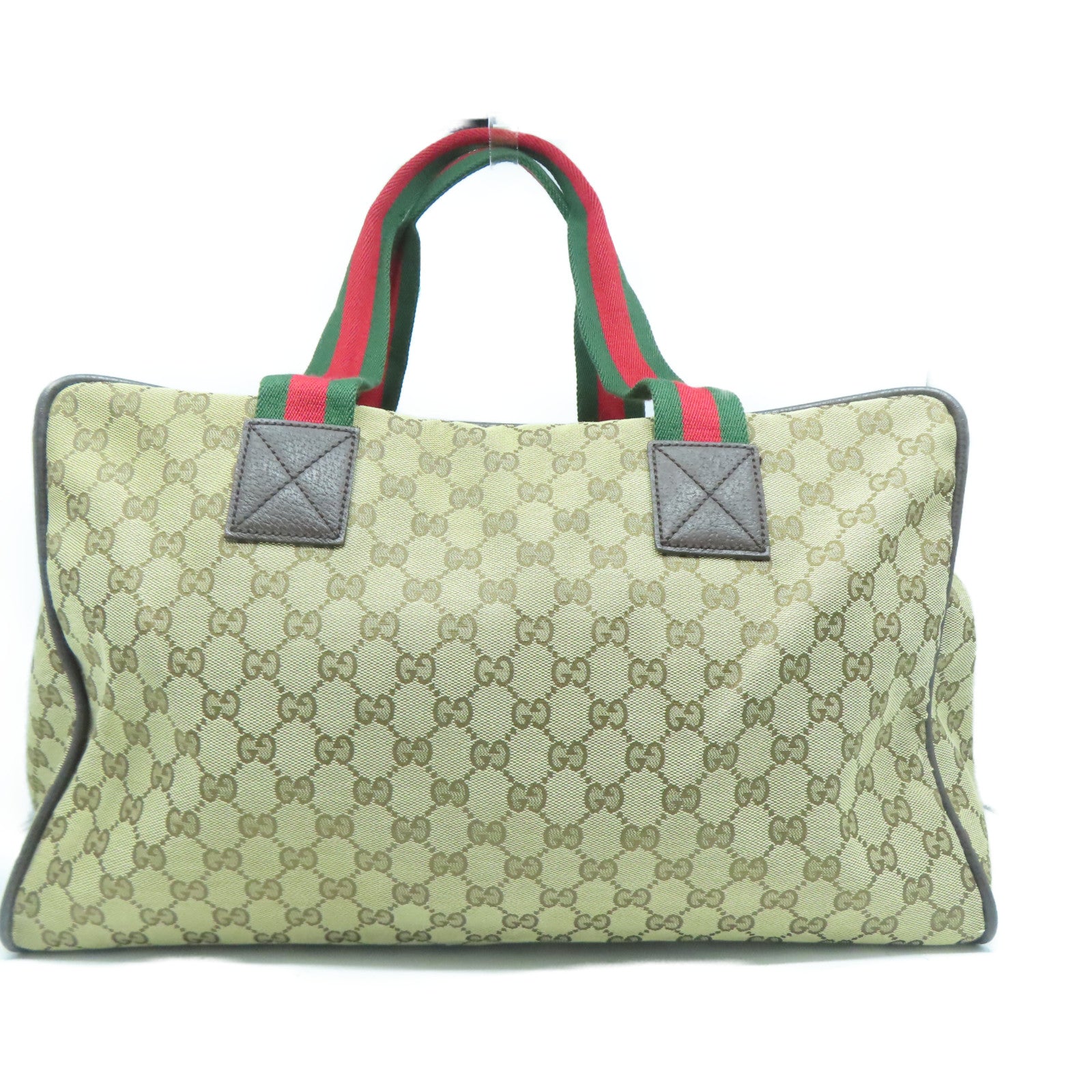 GUCCI 帆布Tote Bag銀扣手挽袋/旅行袋啡色