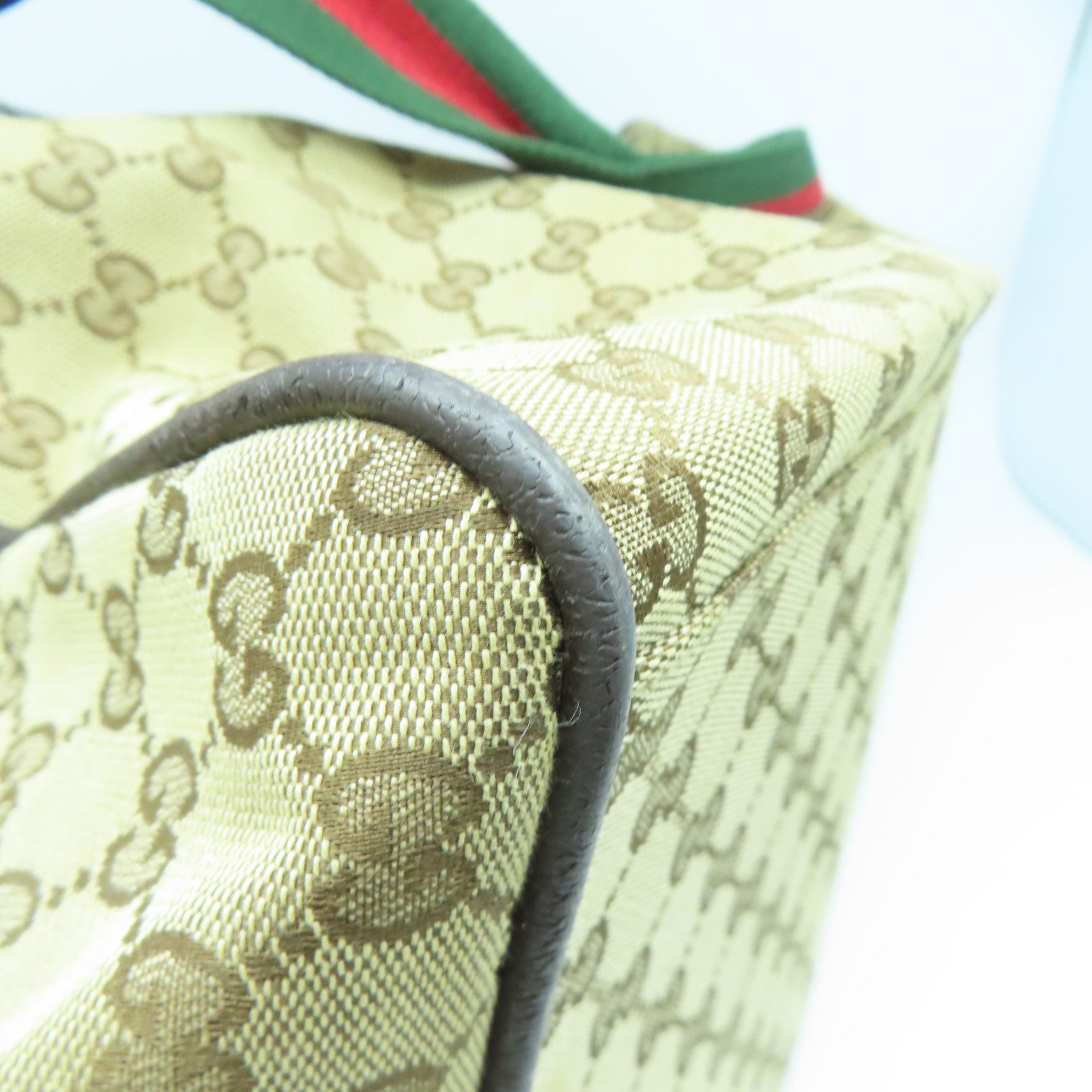 GUCCI 帆布Tote Bag銀扣手挽袋/旅行袋啡色