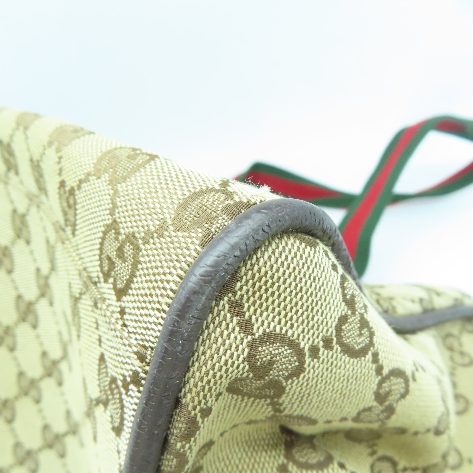 GUCCI 帆布Tote Bag銀扣手挽袋/旅行袋啡色