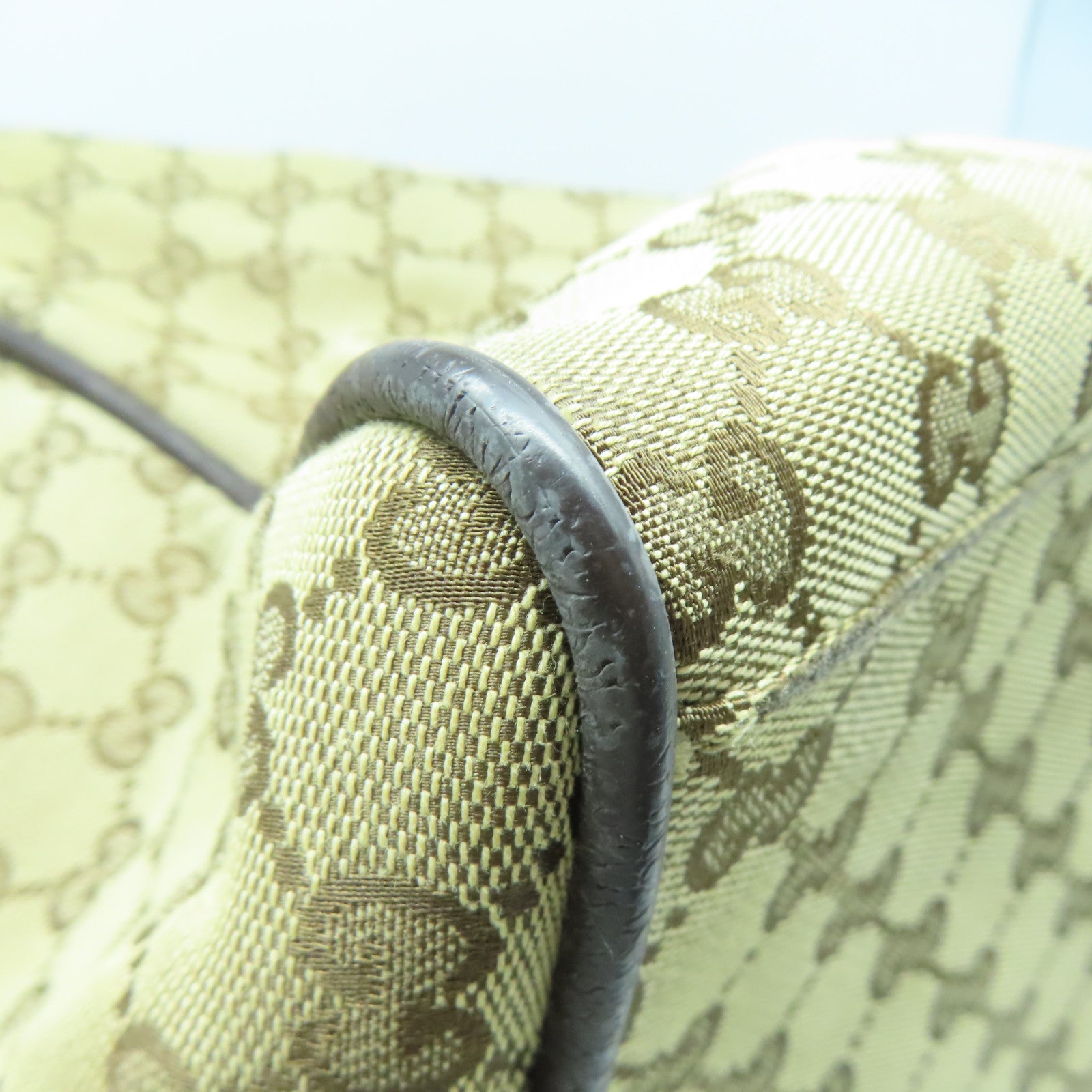 GUCCI 帆布Tote Bag銀扣手挽袋/旅行袋啡色