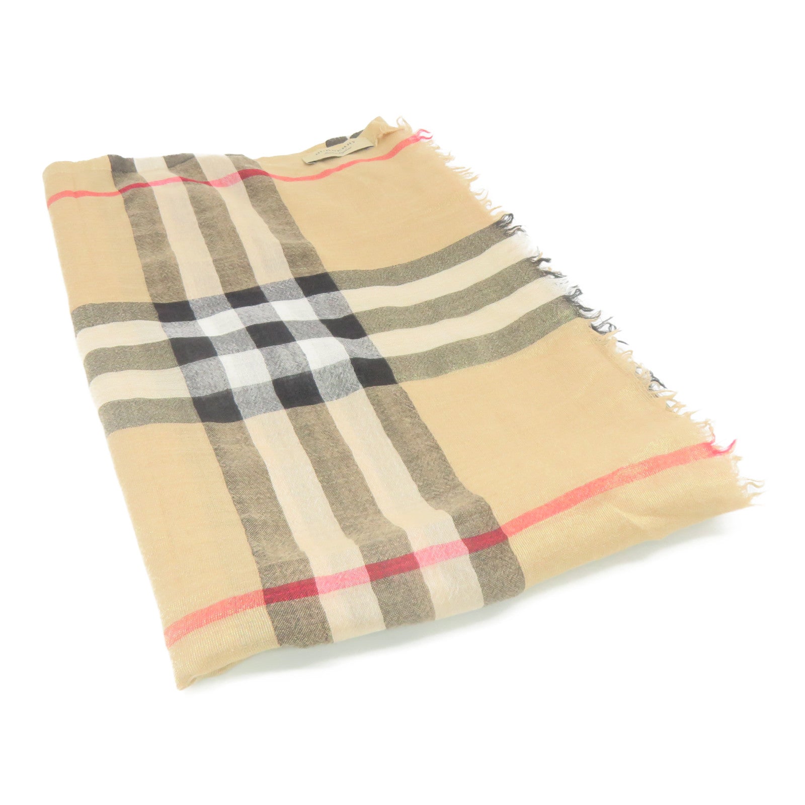 BURBERRY 丝质/羊毛Scarf 215X70cm围巾米色/白色