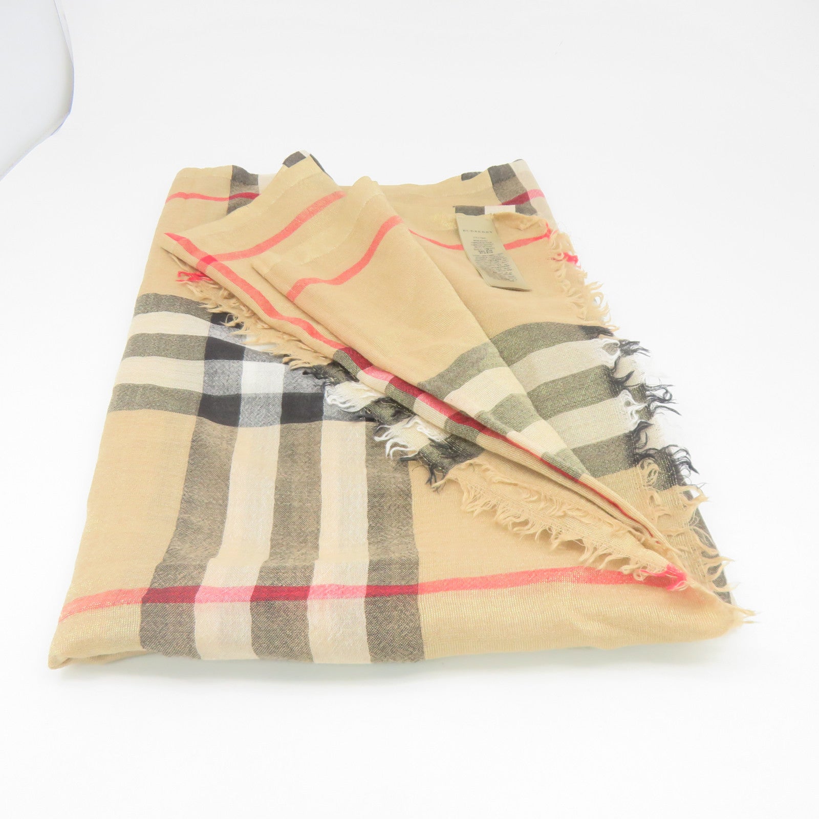 BURBERRY 丝质/羊毛Scarf 215X70cm围巾米色/白色