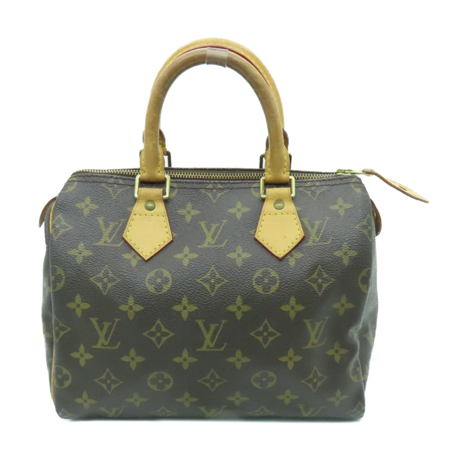 LOUIS VUITTON Monogram Speedy 25 Gold Buckle Hand Bag Brown