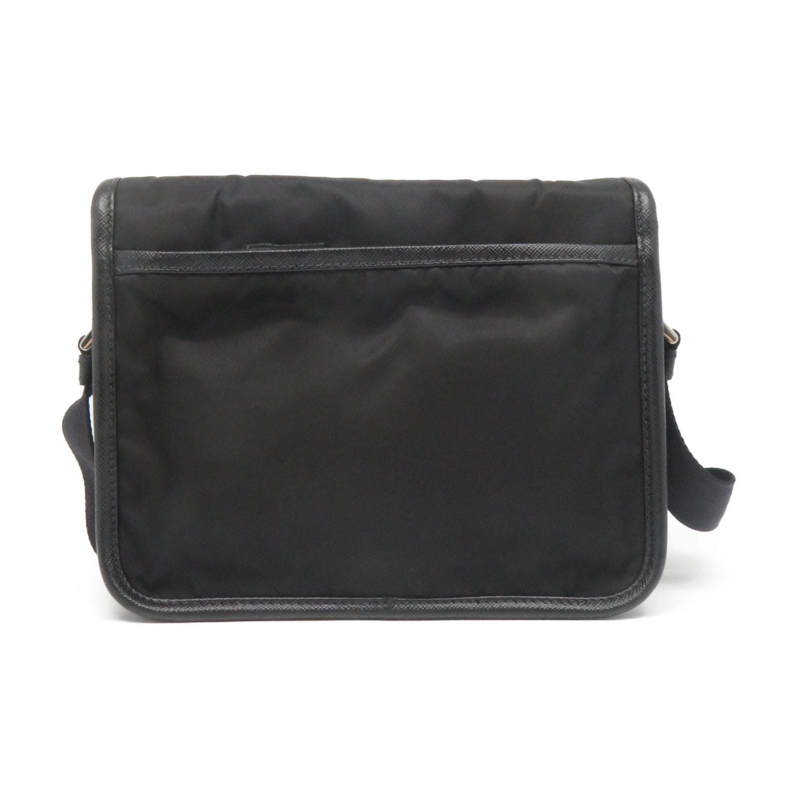 PRADA 尼龍/Saffiano皮革Shoulder Bag銀扣肩背袋黑色