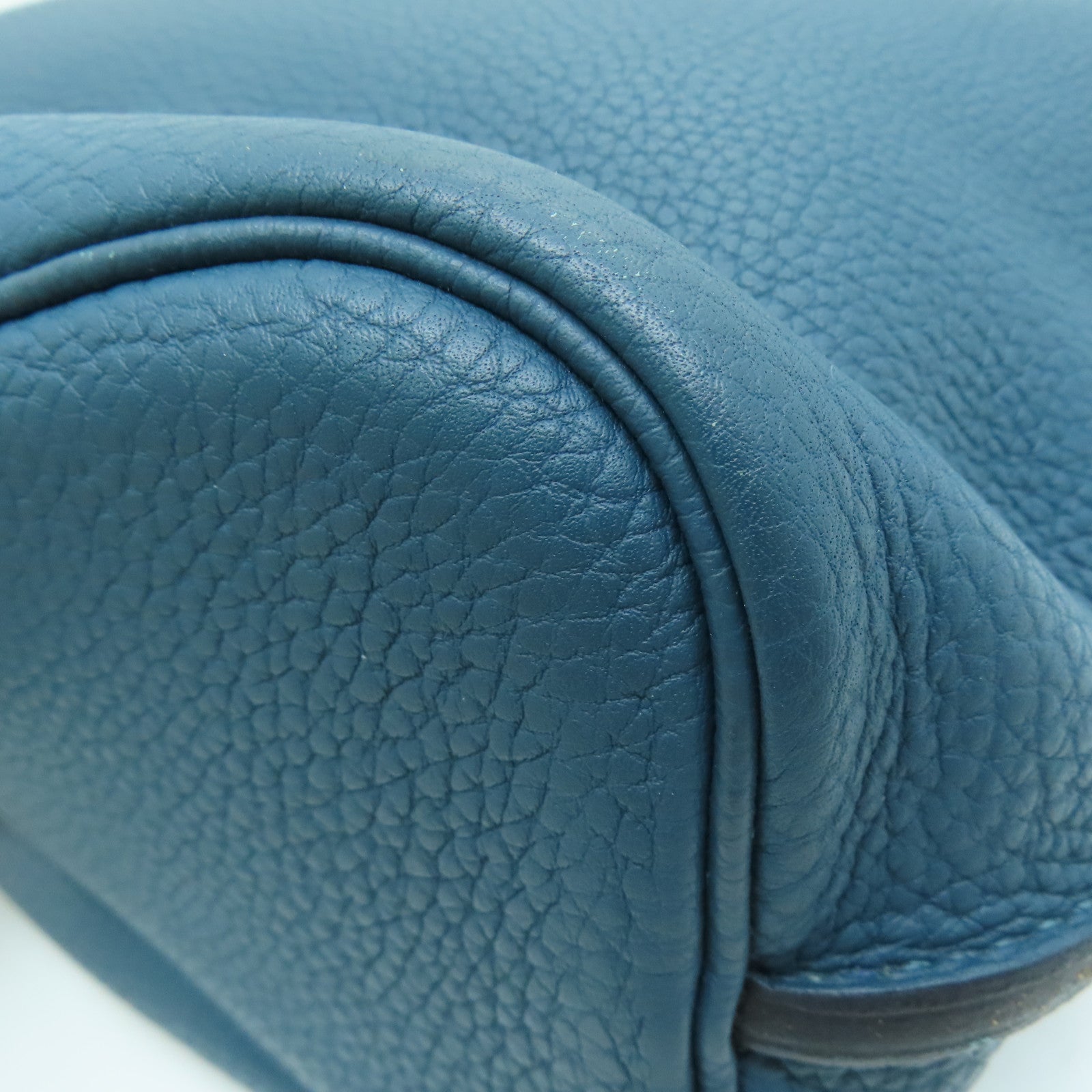 HERMES Togo Leather So Kelly 22 Silver Buckle Shoulder Bag Colvert Blue Blue