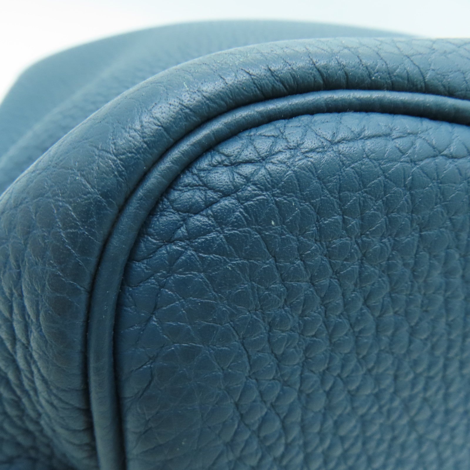 HERMES Togo Leather So Kelly 22 Silver Buckle Shoulder Bag Colvert Blue Blue