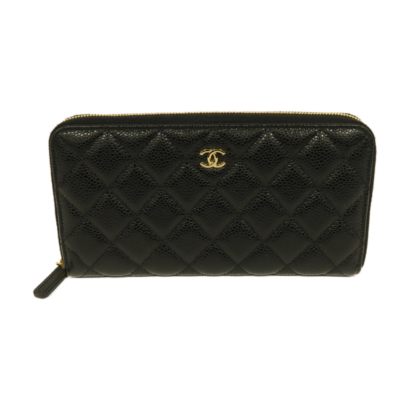 美品♡CHANEL Long Zipped Wallet 23S Long zipped wallet - Shiny grained calfskin, strass & gold