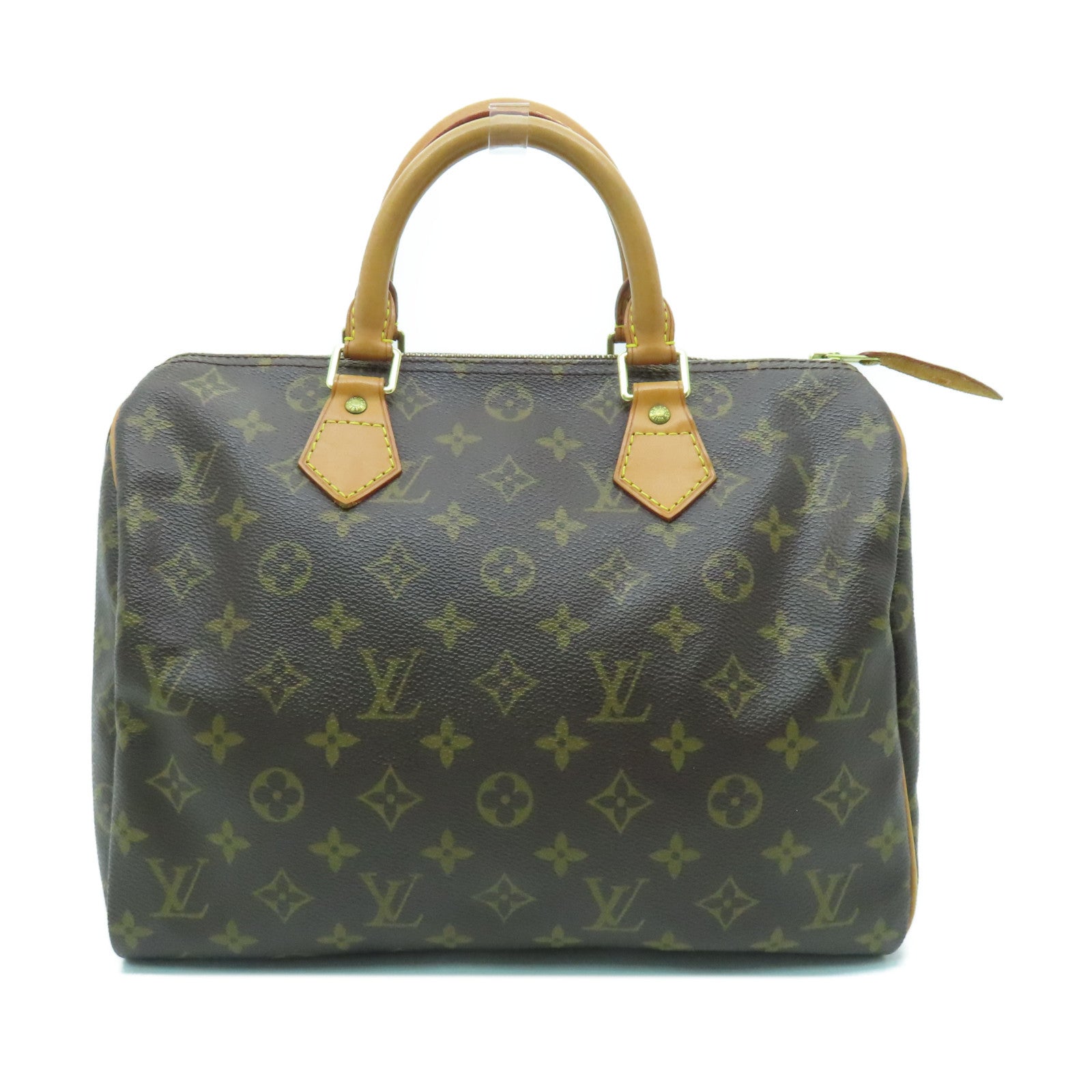 LOUIS VUITTON Monogram Speedy 30 Gold Buckle Bag Brown