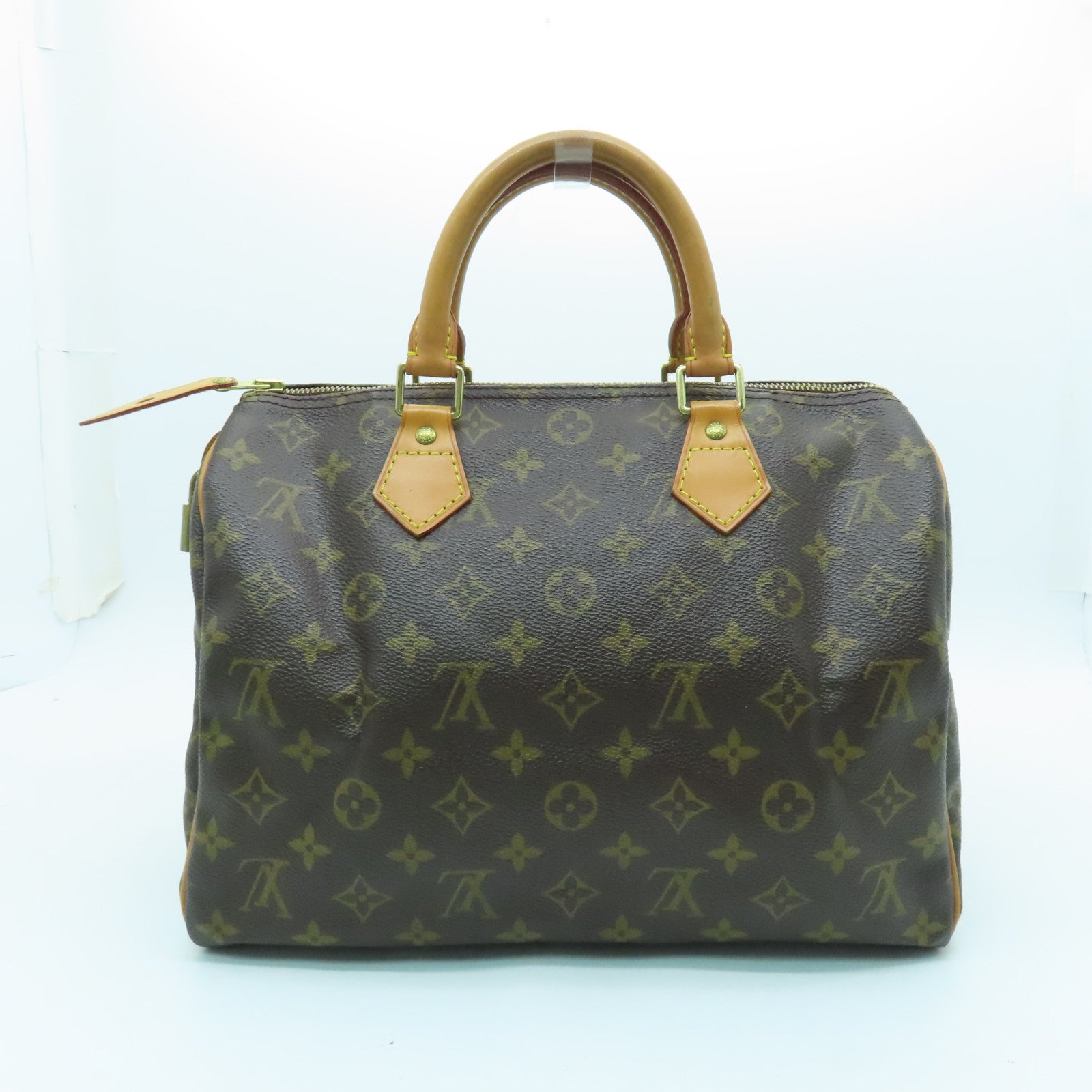 LOUIS VUITTON Monogram Speedy 30 Gold Buckle Bag Brown