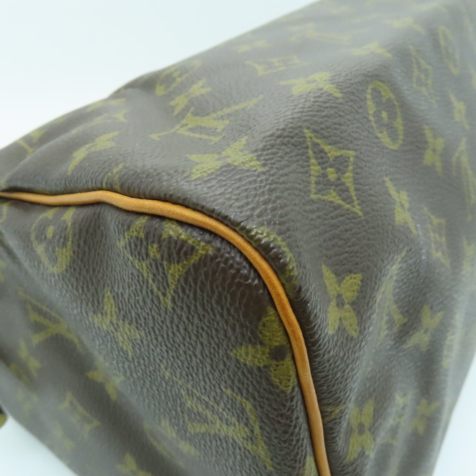 LOUIS VUITTON Monogram Speedy 30 Gold Buckle Bag Brown