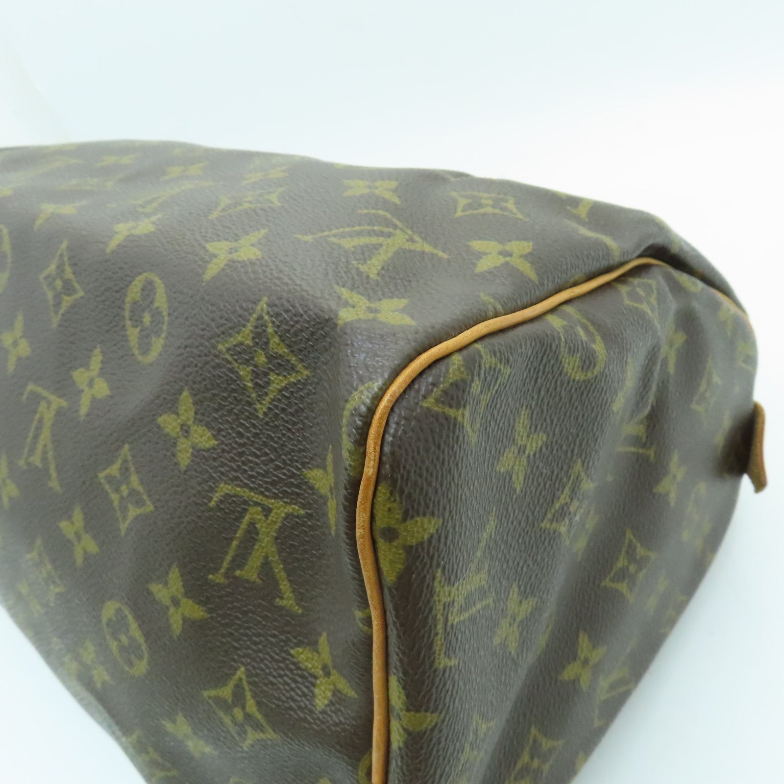LOUIS VUITTON Monogram Speedy 30 Gold Buckle Bag Brown