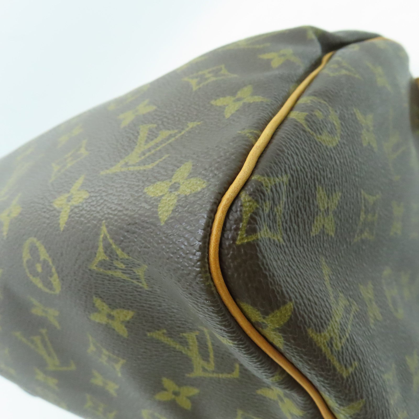 LOUIS VUITTON Monogram Speedy 30 Gold Buckle Bag Brown