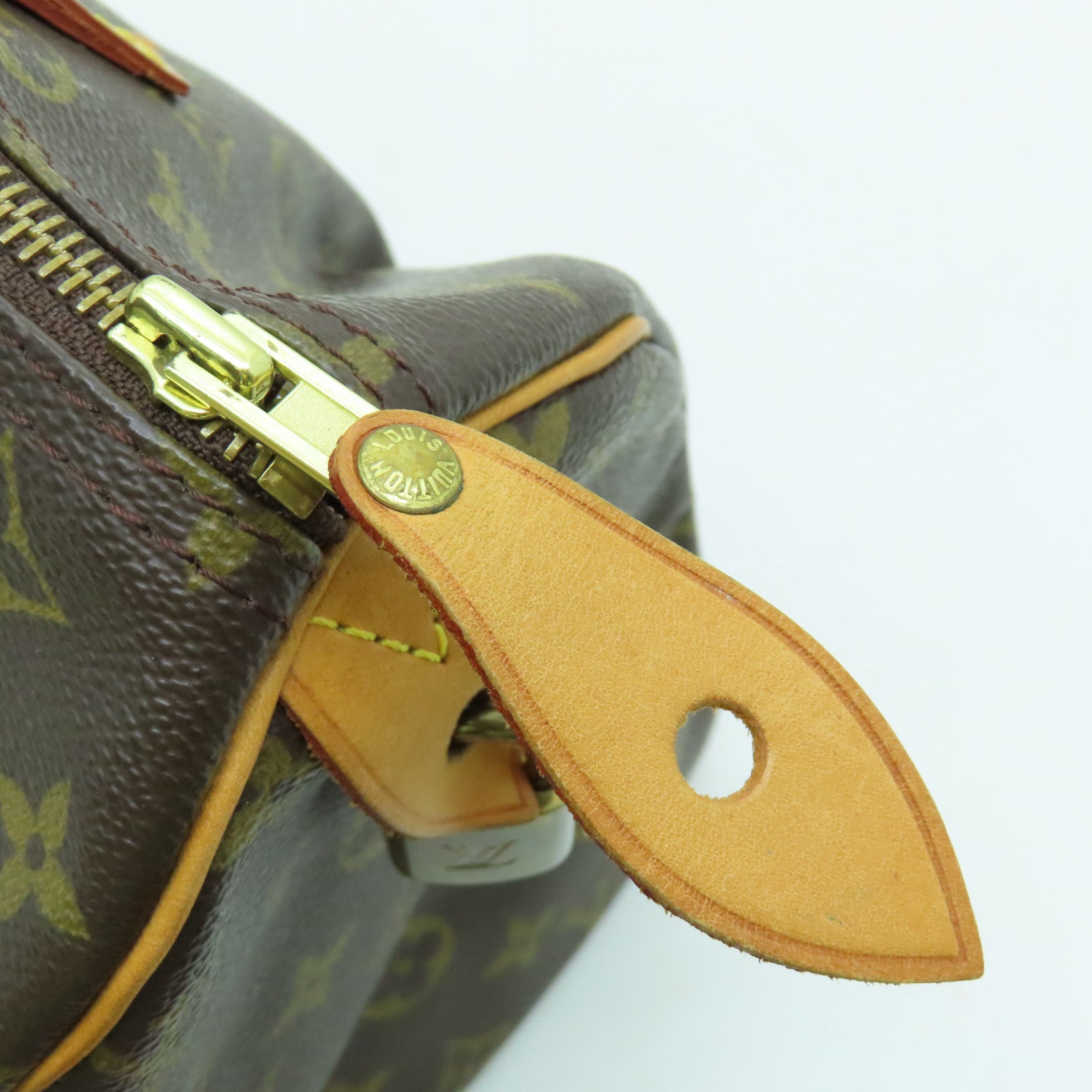 LOUIS VUITTON Monogram Speedy 30 Gold Buckle Bag Brown