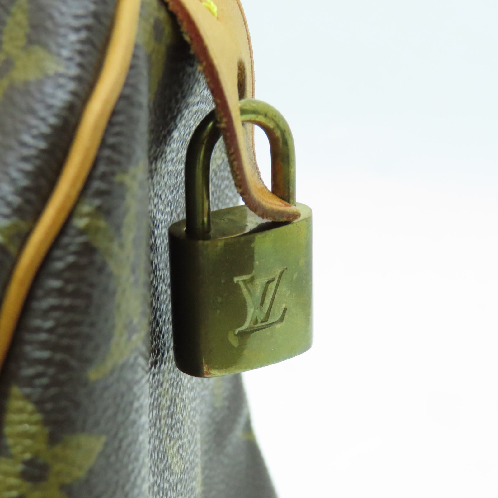LOUIS VUITTON Monogram Speedy 30 Gold Buckle Bag Brown