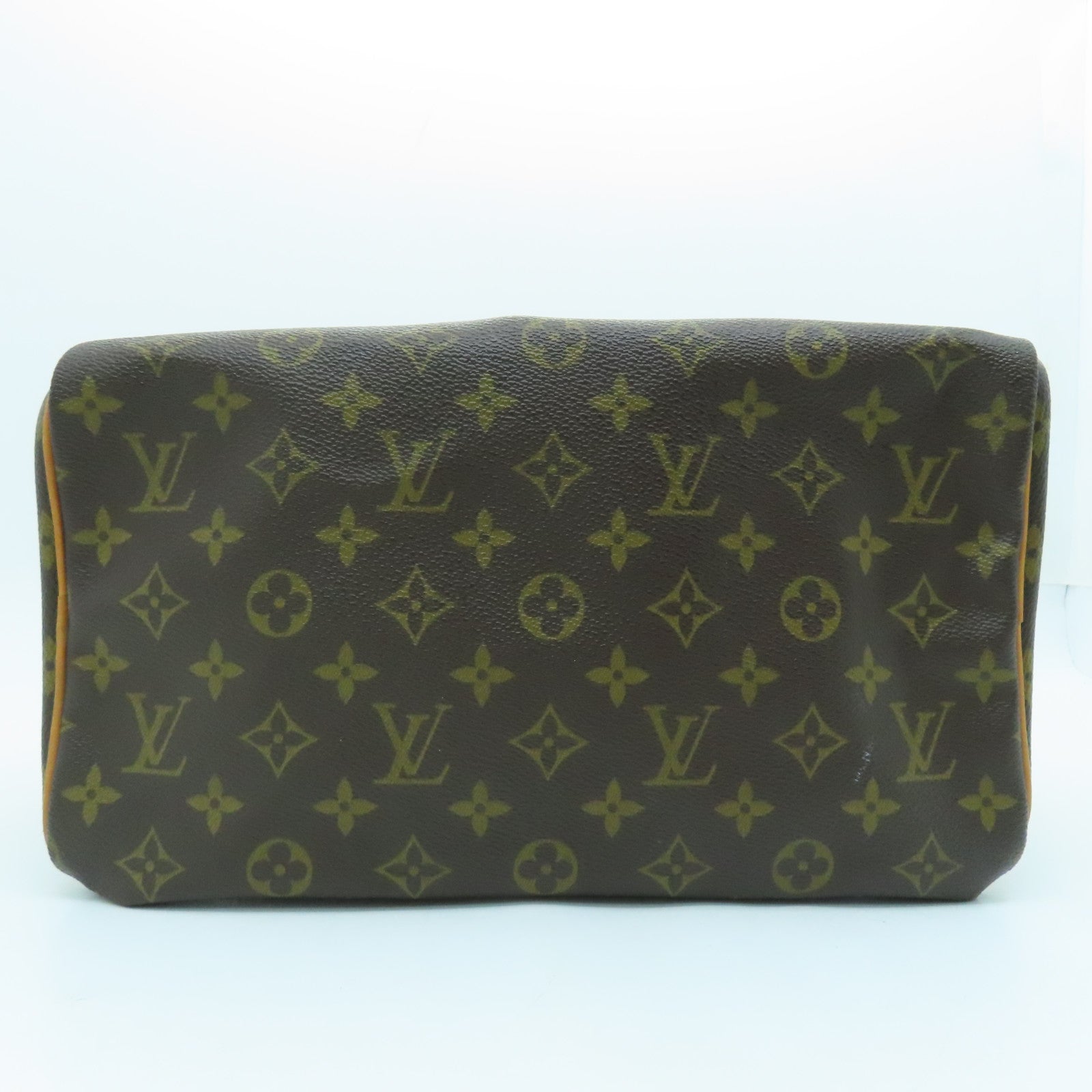 LOUIS VUITTON Monogram Speedy 30 Gold Buckle Bag Brown