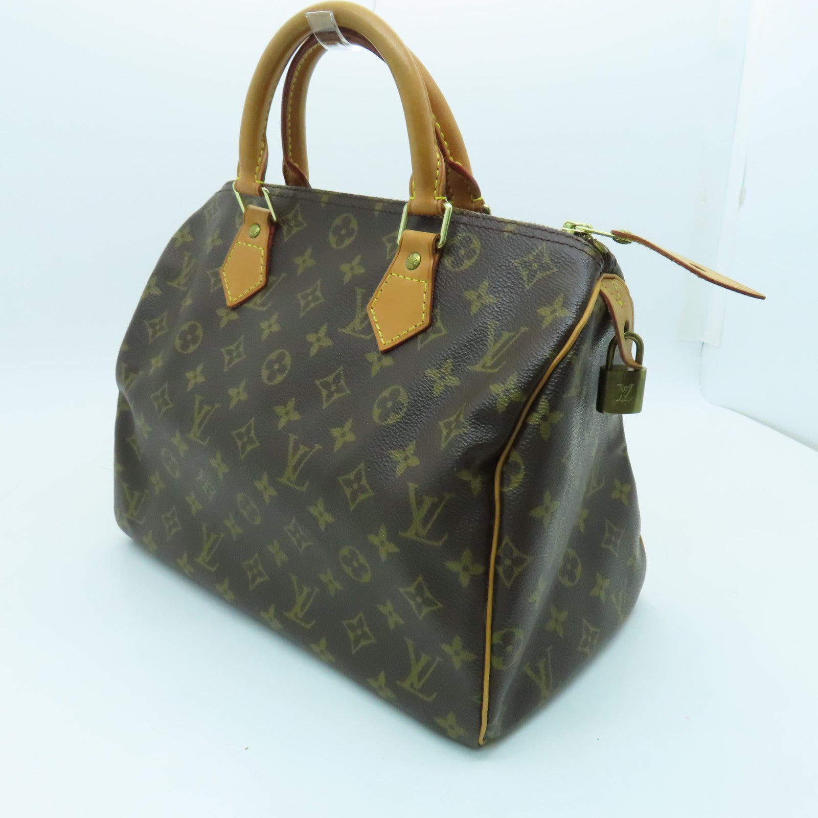 LOUIS VUITTON Monogram Speedy 30 Gold Buckle Bag Brown
