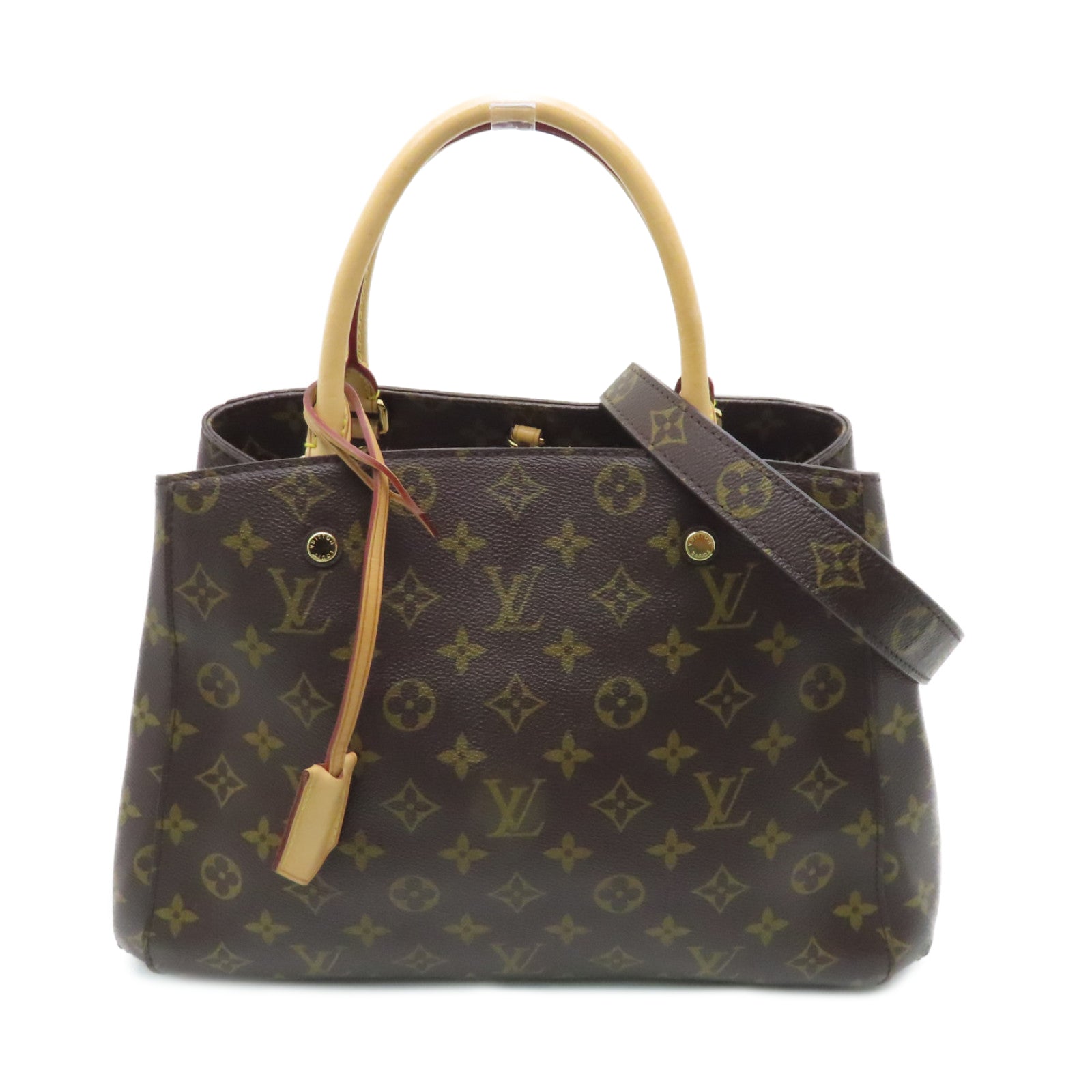 LOUIS VUITTON Monogram Montaigne MM gold buckle handle shoulder  