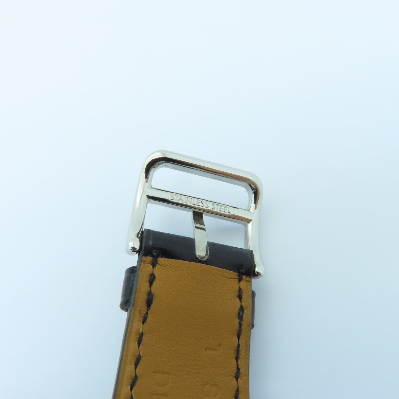 HERMES 牛皮皮革Apple Watch Single Tour 38mm銀扣錶帶黑色