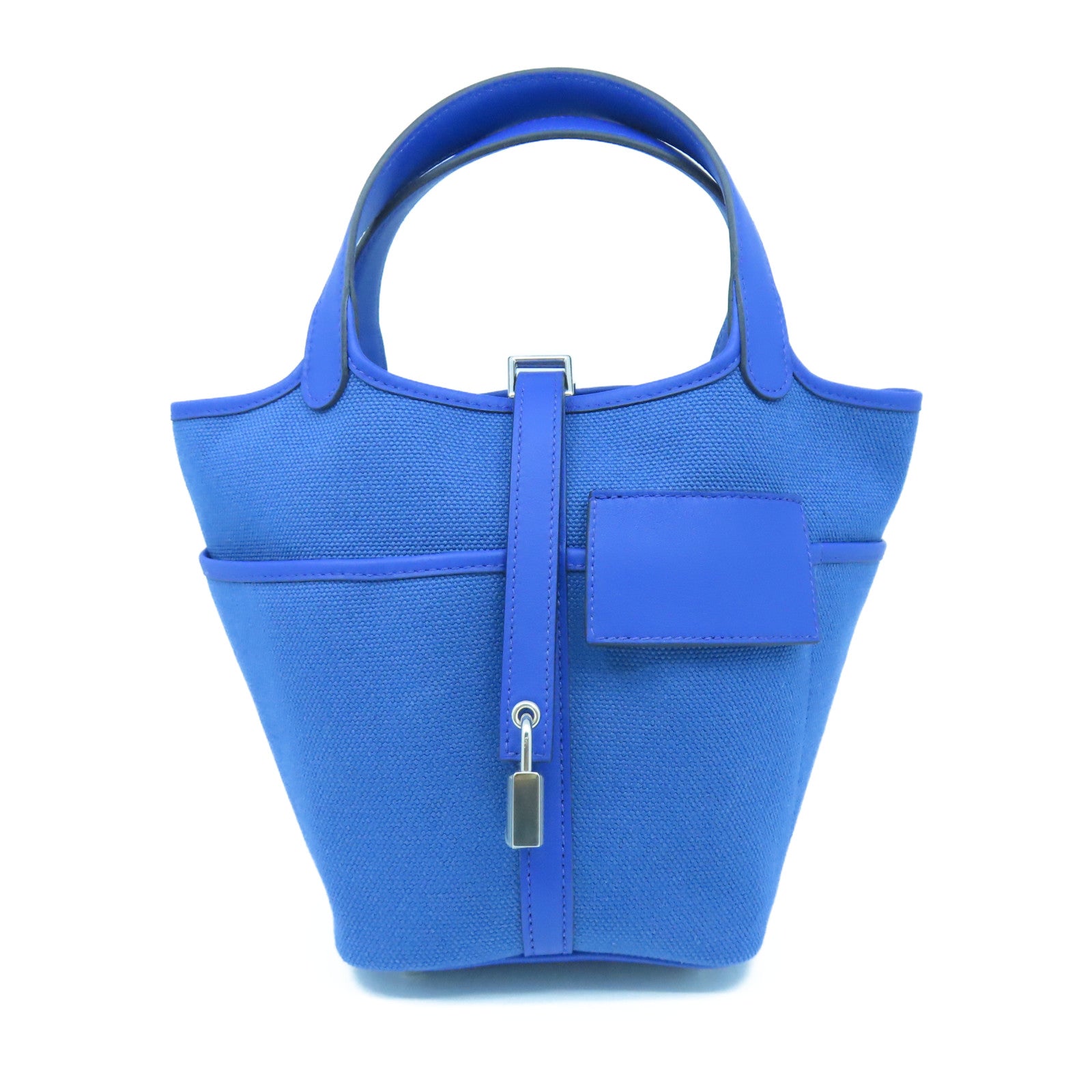HERMES 帆布/皮革Picotin Cargo PM銀扣手挽袋藍色– Brand Off Hong