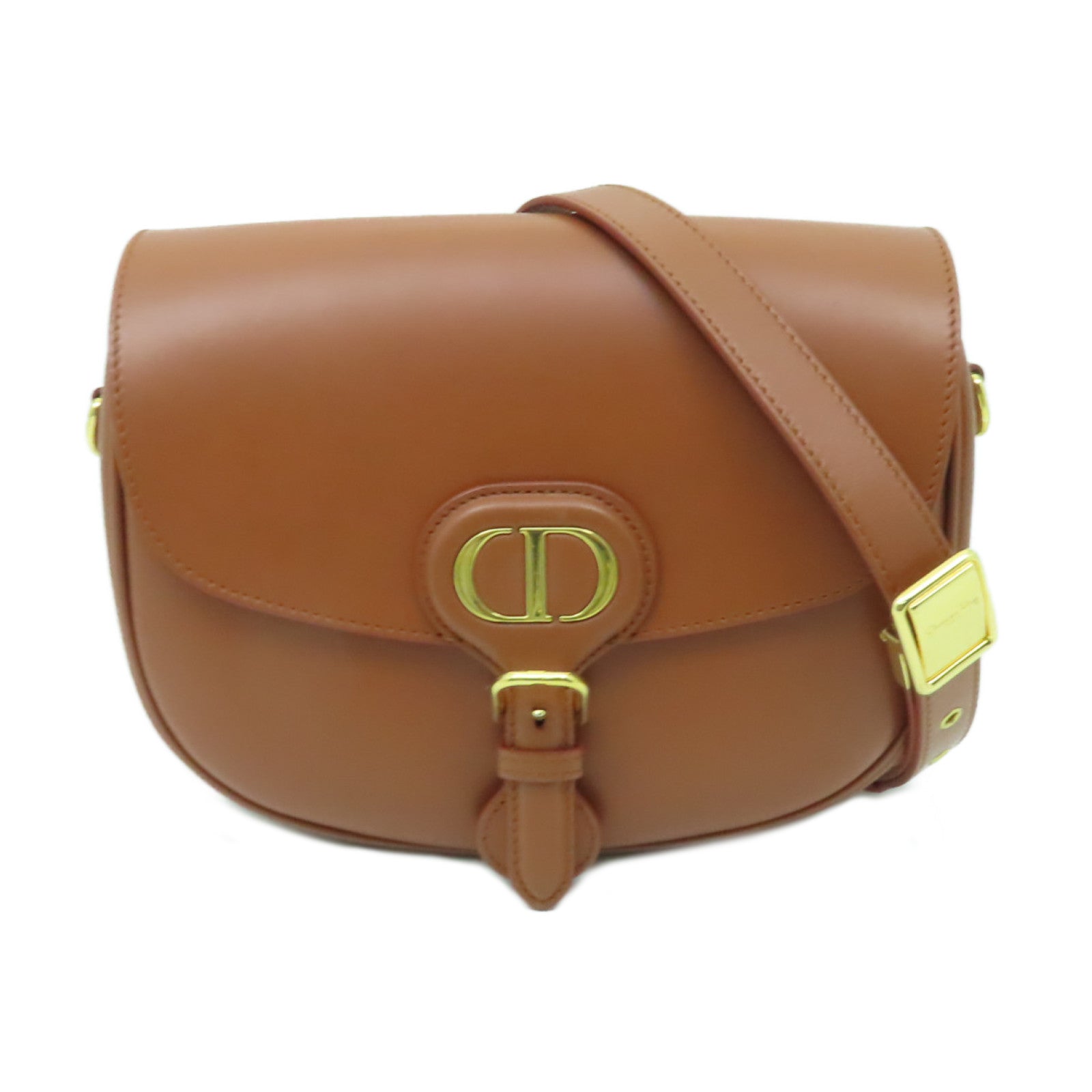 Dior 牛皮皮革Bobby Medium Bag金扣肩背袋棕色