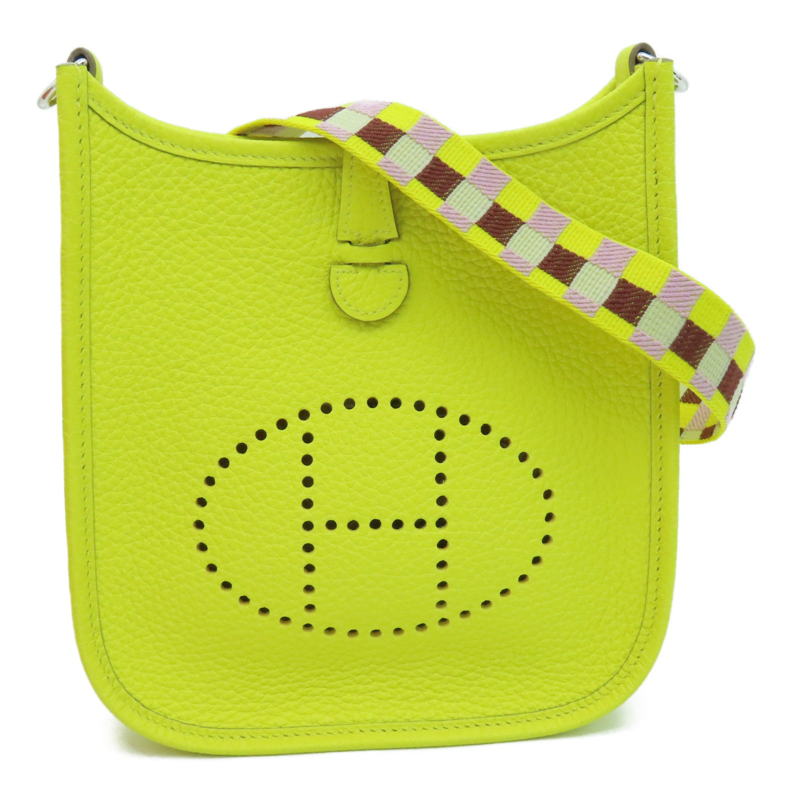 Hermes Evelyne  bag TPM Lime Clemence leather Silver