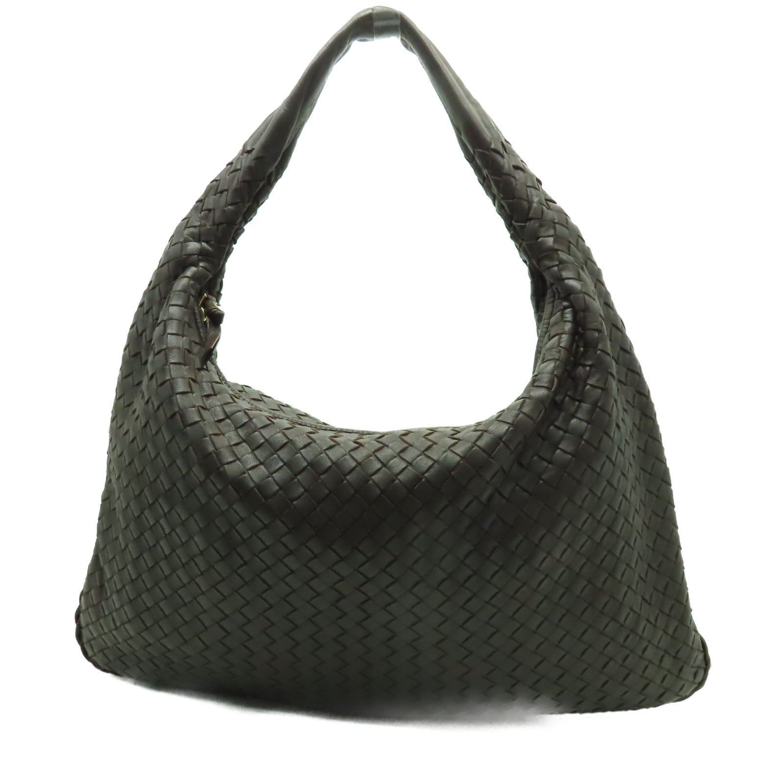 BOTTEGA VENETA 織紋皮革Shoulder Bag金扣肩背袋啡色– Brand Off